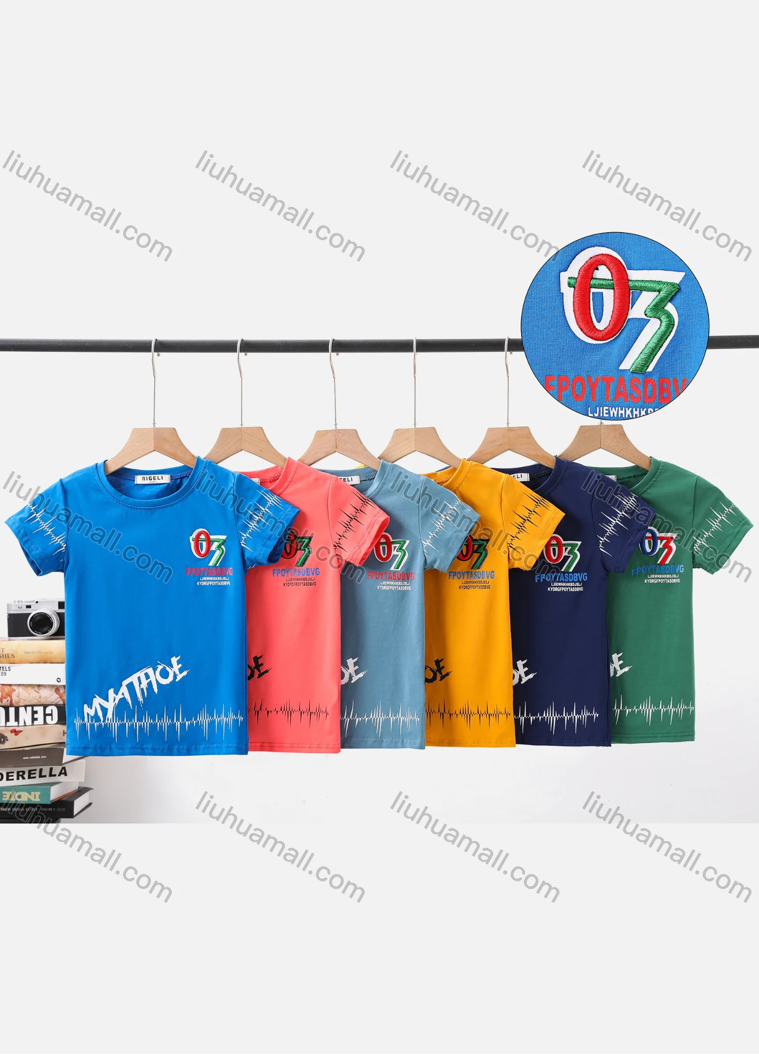 Wholesale Boy's Casual Letter Print Round Neck Short Sleeve Modal Cotton Tee - Liuhuamall