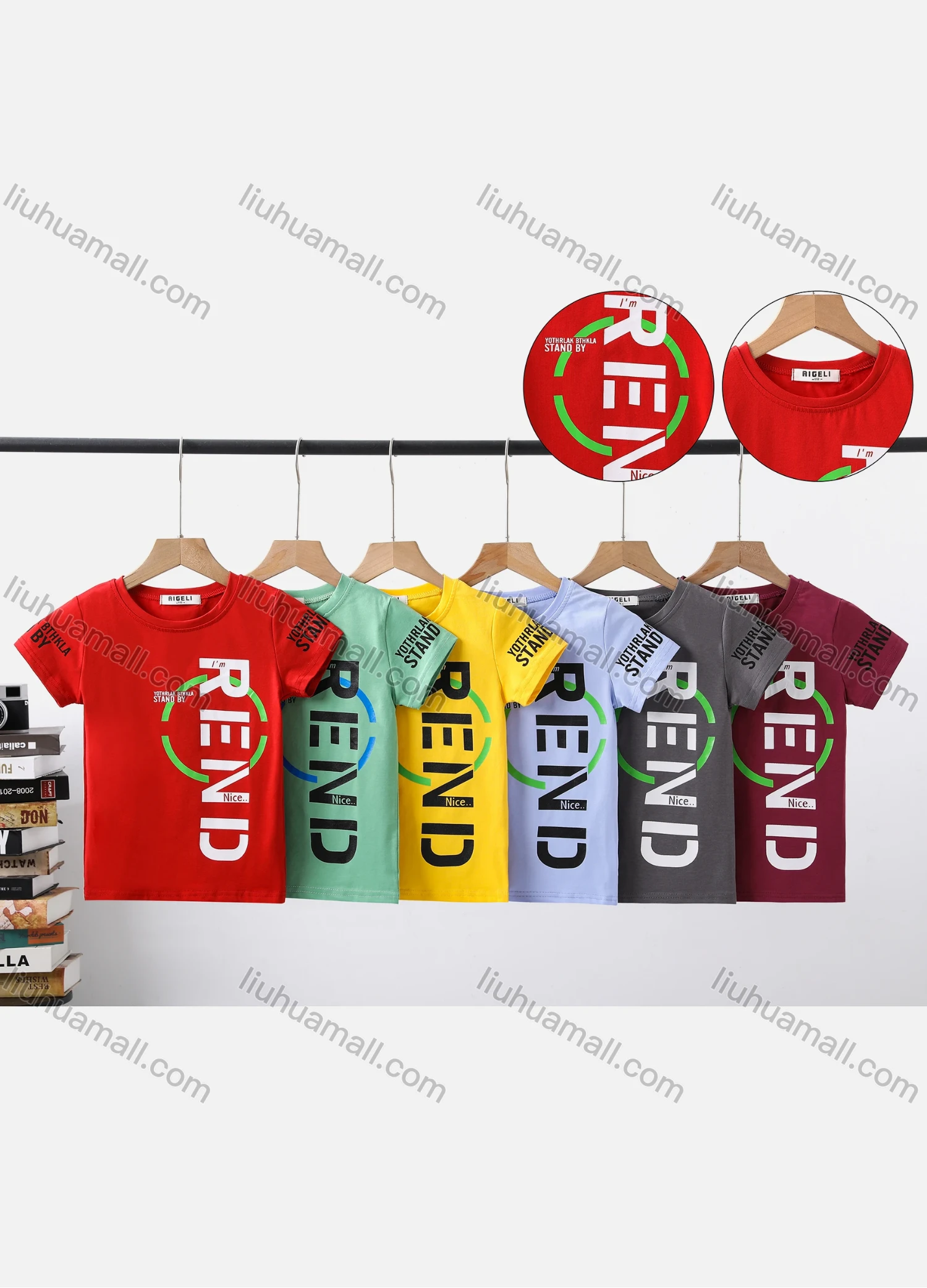Wholesale Boy's Casual Letter Print Round Neck Short Sleeve Modal Cotton Tee - Liuhuamall