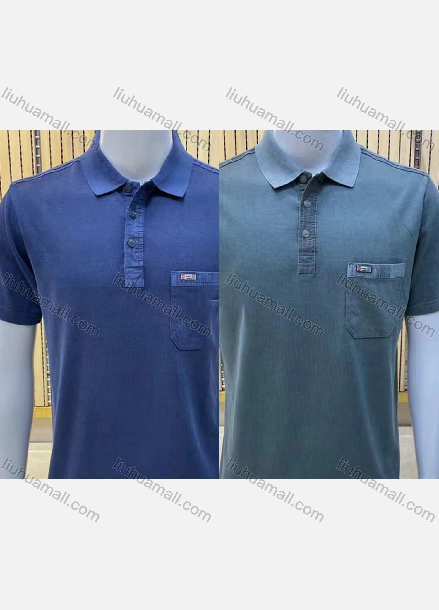 Wholesale Men's Casual Short Sleeve Button Front Plain Polo Shirts - Liuhuamall