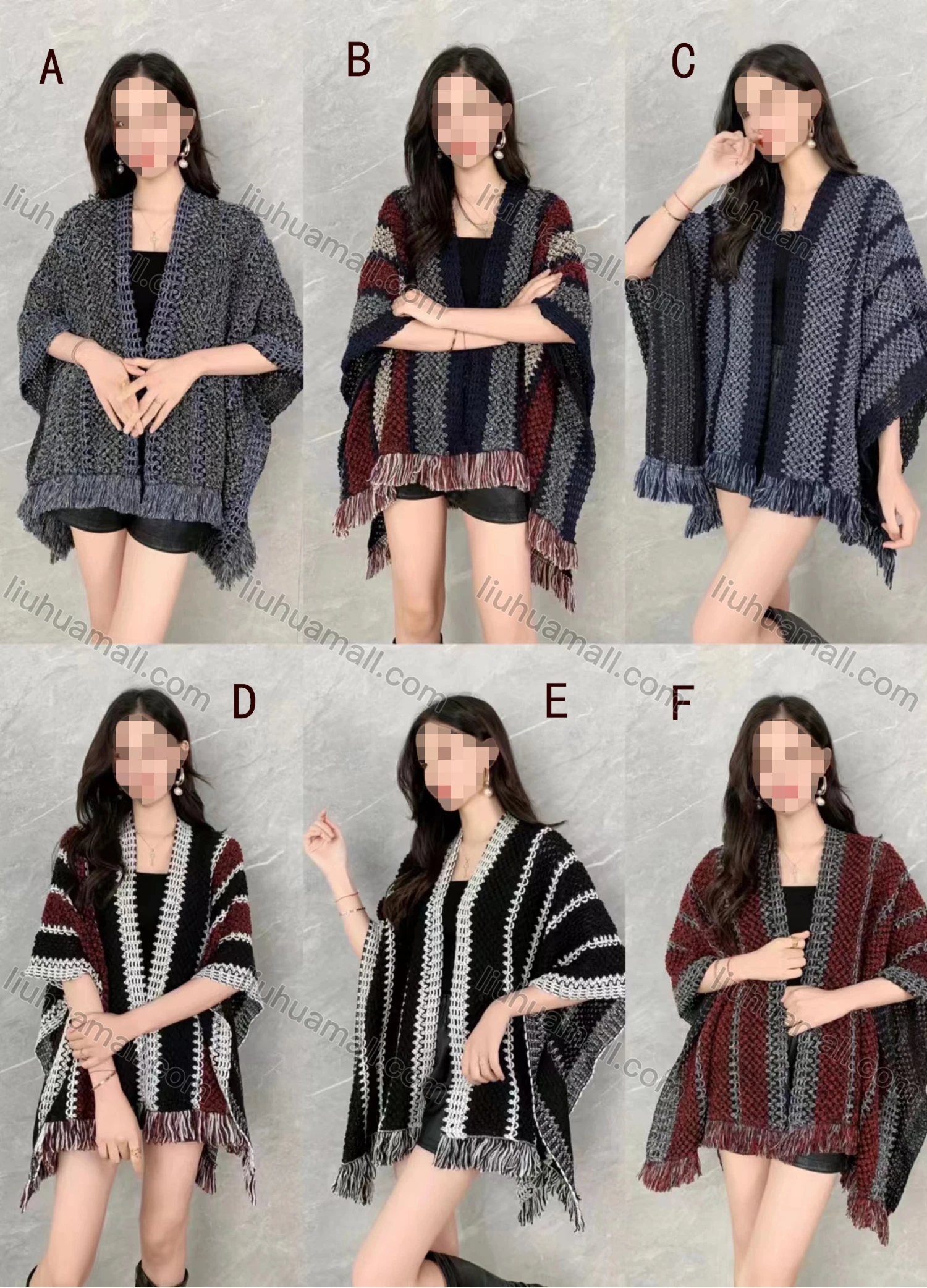 Wholesale Women's Casual Colorblock Striped Scarf Hem Cardigan - Liuhuamall
