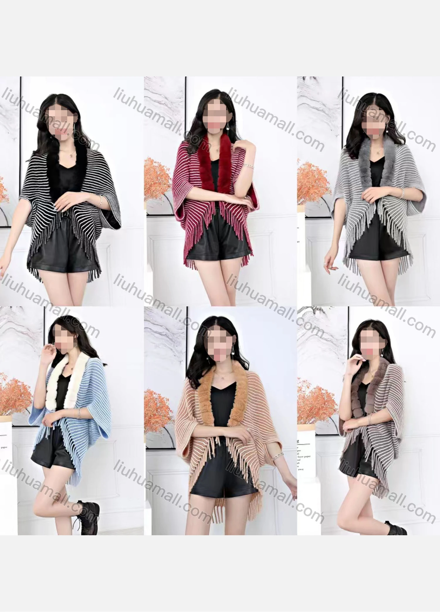 Wholesale Women's Casual 3/4 Sleeve Striped Scarf Hem Cardigan - Liuhuamall