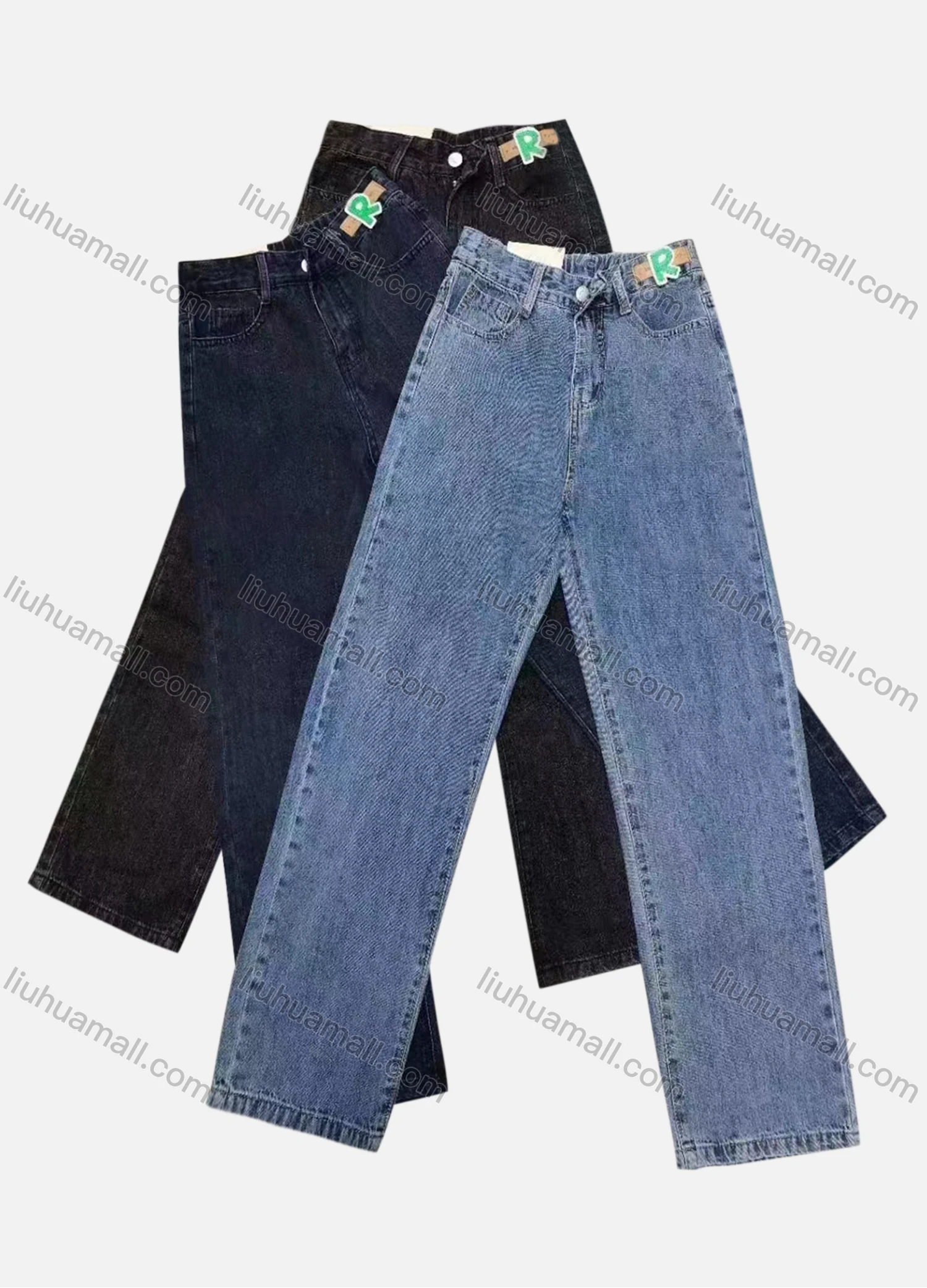 Wholesale Women's Casual Button Closure Pockets Plain Jeans - Liuhuamall