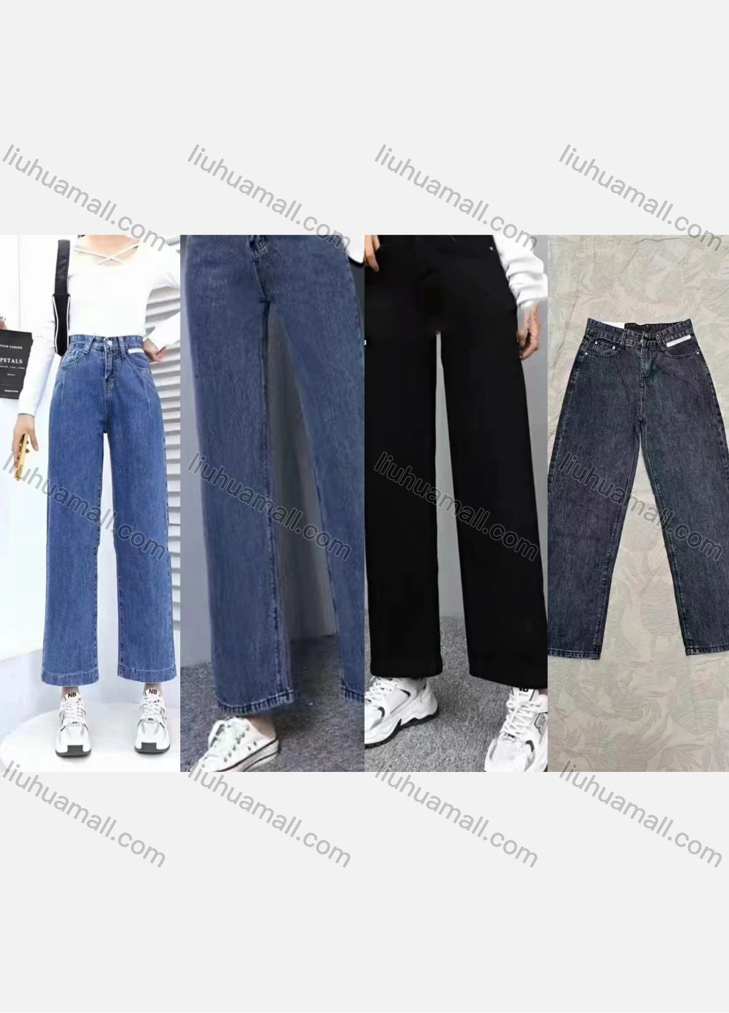 Wholesale Women's Casual Button Closure Pockets Plain Jeans - Liuhuamall