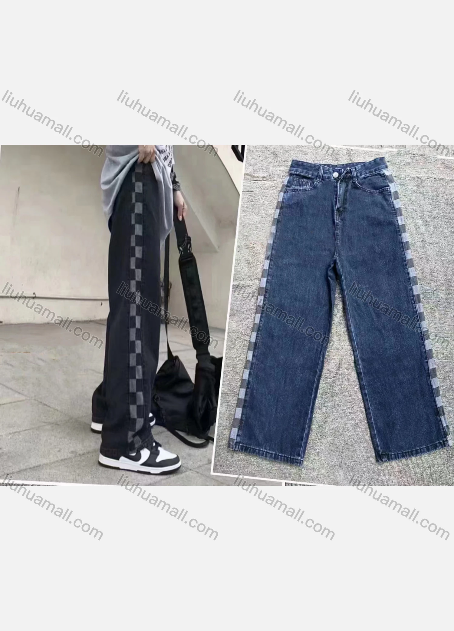 Wholesale Women's Casual Button Closure Pockets Striped Jeans - Liuhuamall