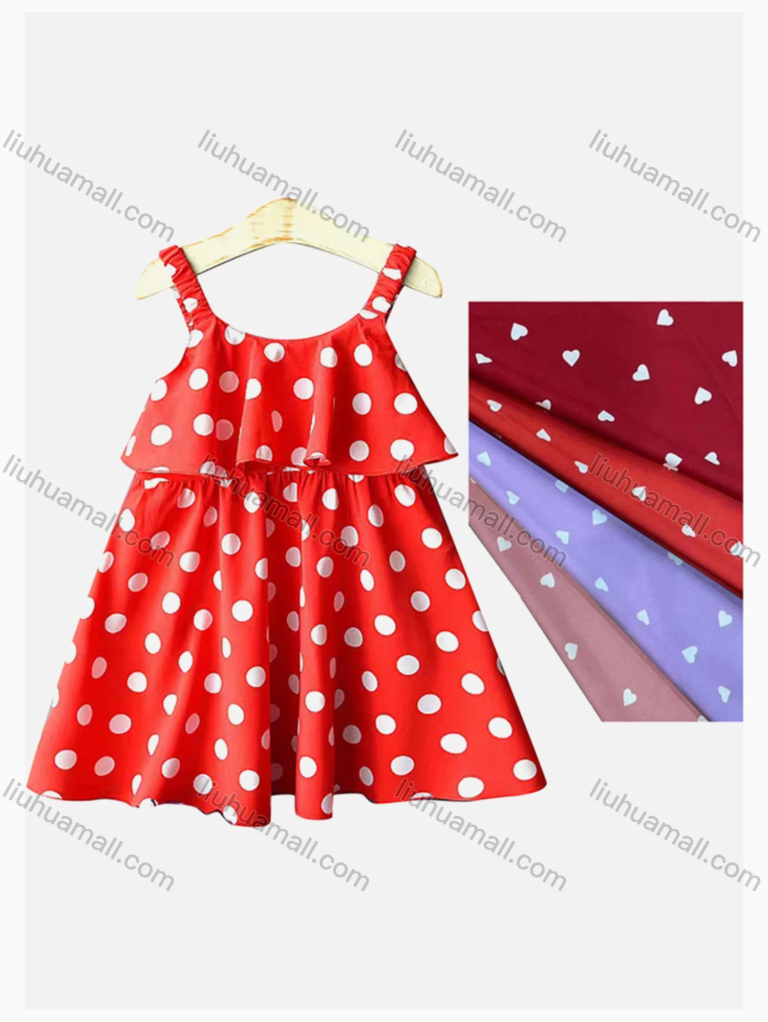 Wholesale Girls Causal Round Neck Sleeveless Polka Dot Tiered Tank Dress - Liuhuamall