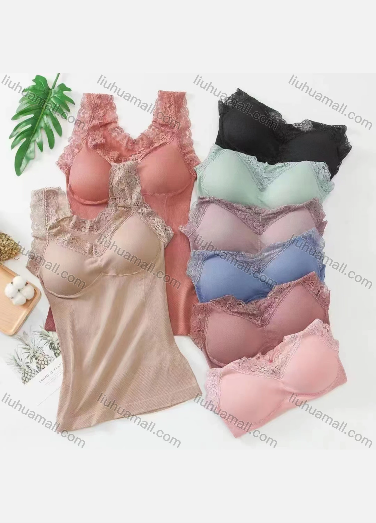 Wholesale Women's Casual Comfy Slim Fit Plain Lace Longline Bra - Liuhuamall