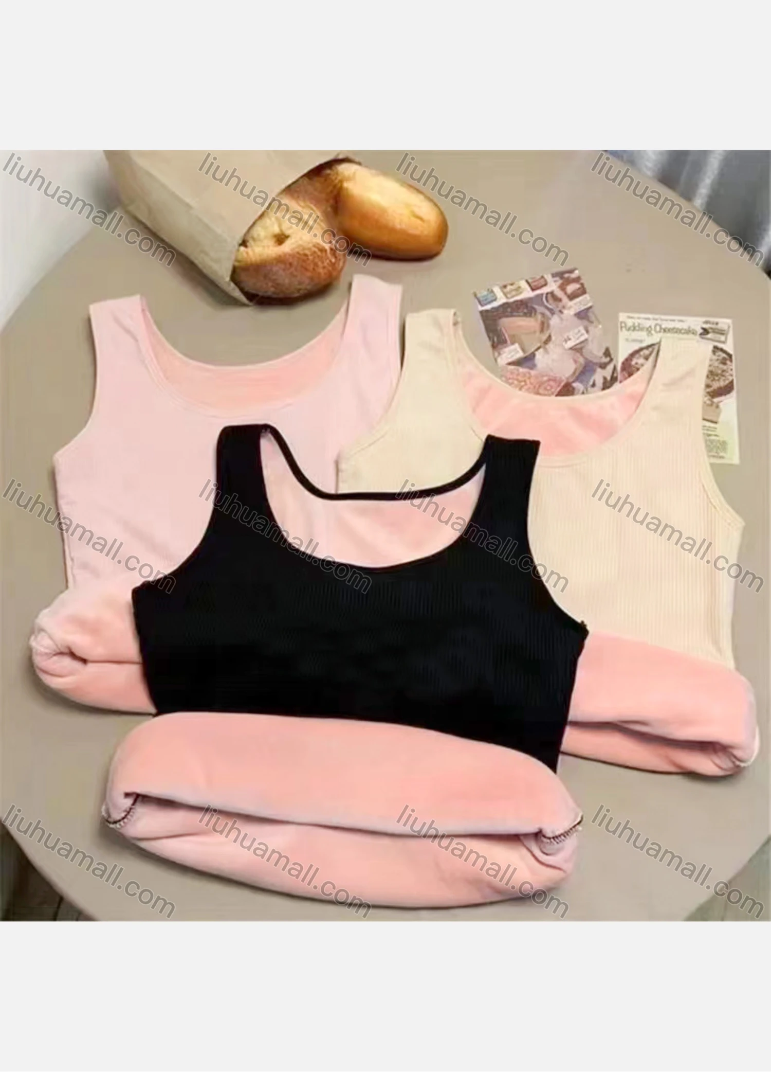 Wholesale Women's Casual Knit Plain Fleece Lined Tank Top - Liuhuamall
