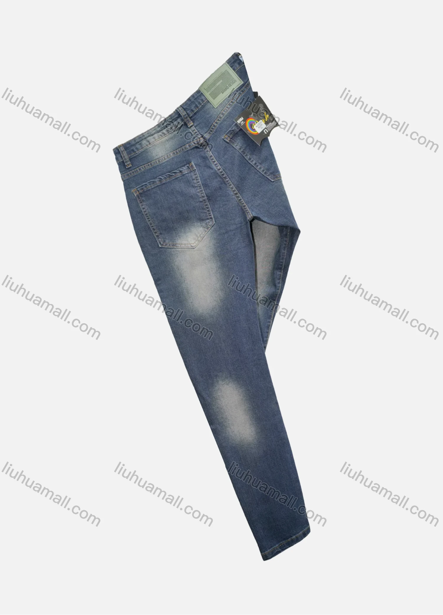 Wholesale Men's Casual Plain Distressed Pockets Ankle Length Jeans - Liuhuamall