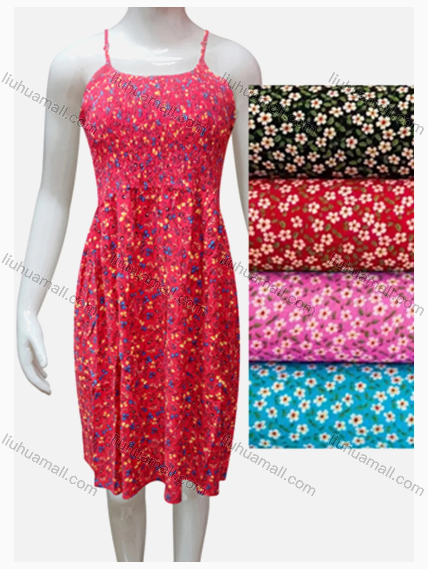 Wholesale Girls Causal Square Neck Sleeveless Floral Print Cami Dress - Liuhuamall