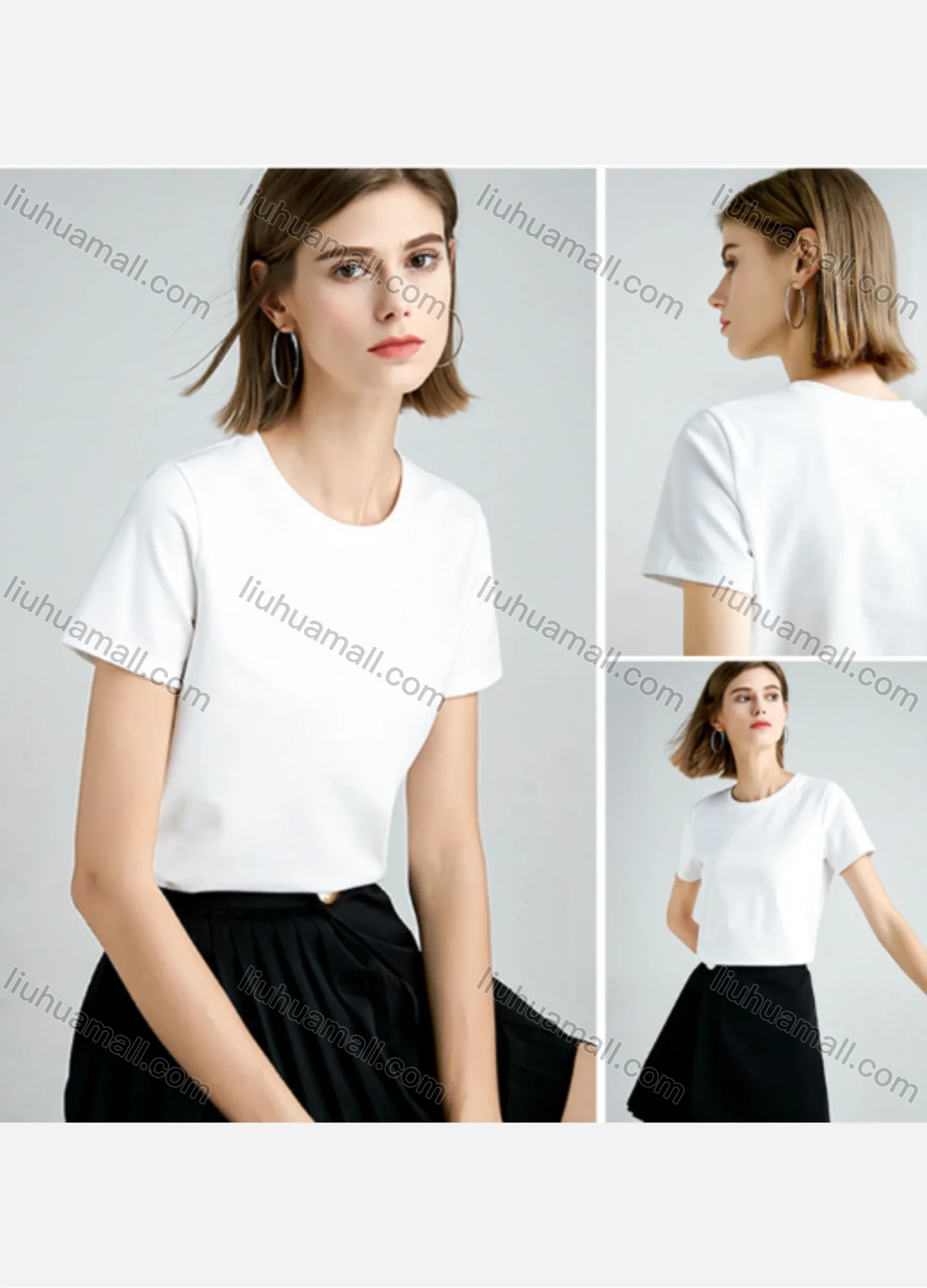 Wholesale Women's Casual V Neck Short Sleeve Plain T-shirts - Liuhuamall