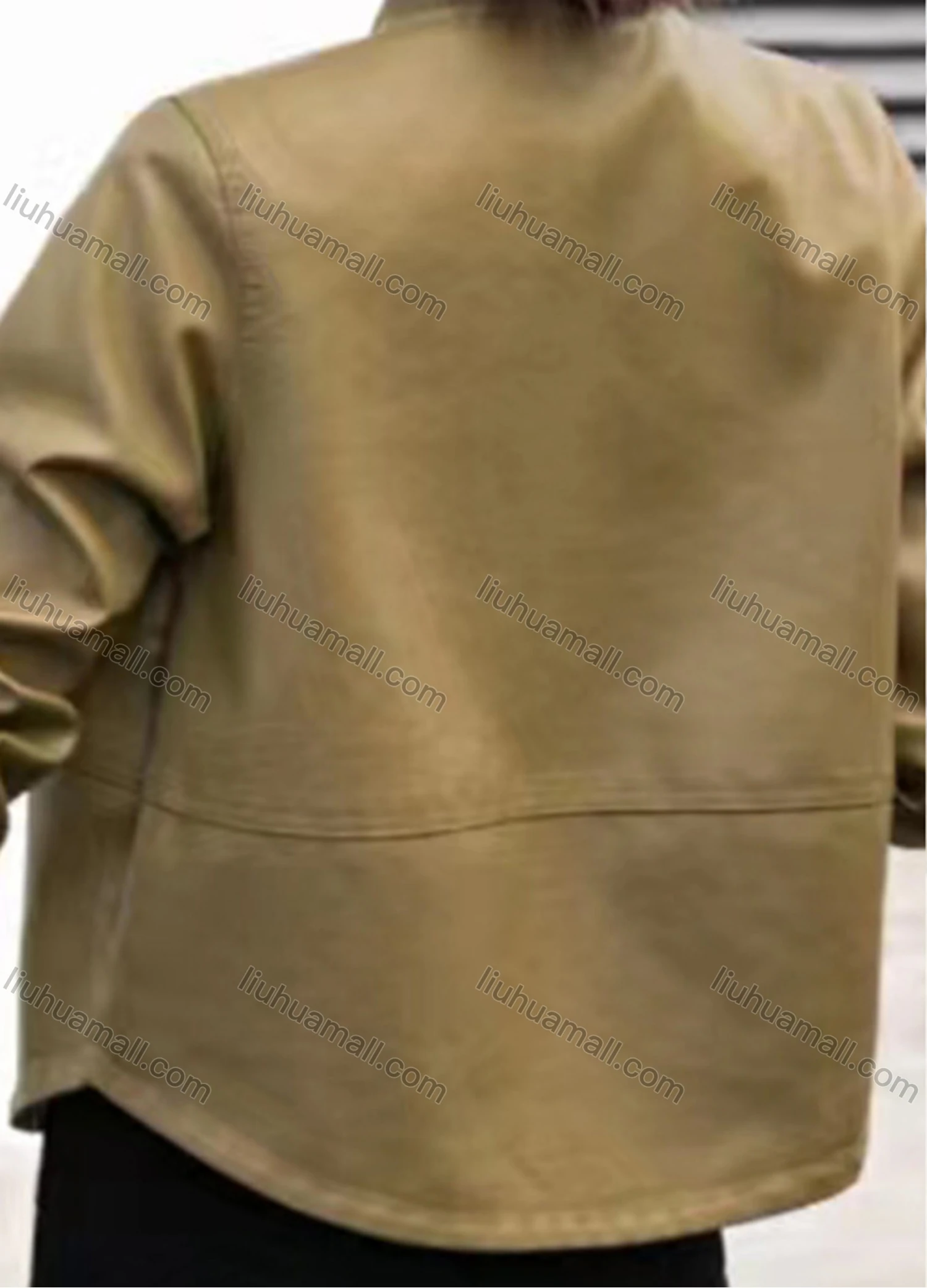 Wholesale Women's Casual Long Sleeve Zipper Plain Leather Jacket - Liuhuamall