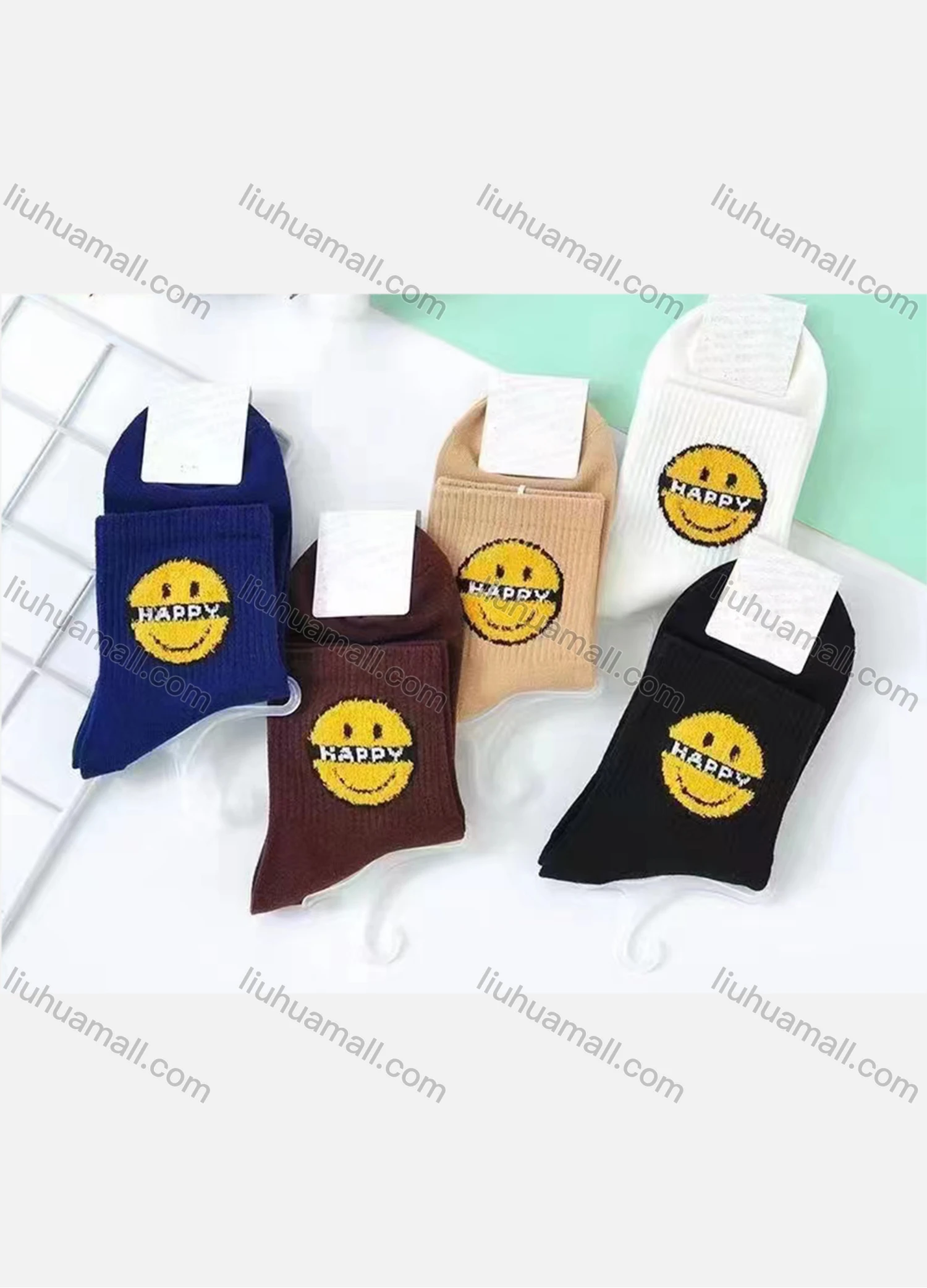 Wholesale Women's Casual Cartoon Print Cushioned Stocking Medium Crew Socks(Pack Of 10) - Liuhuamall