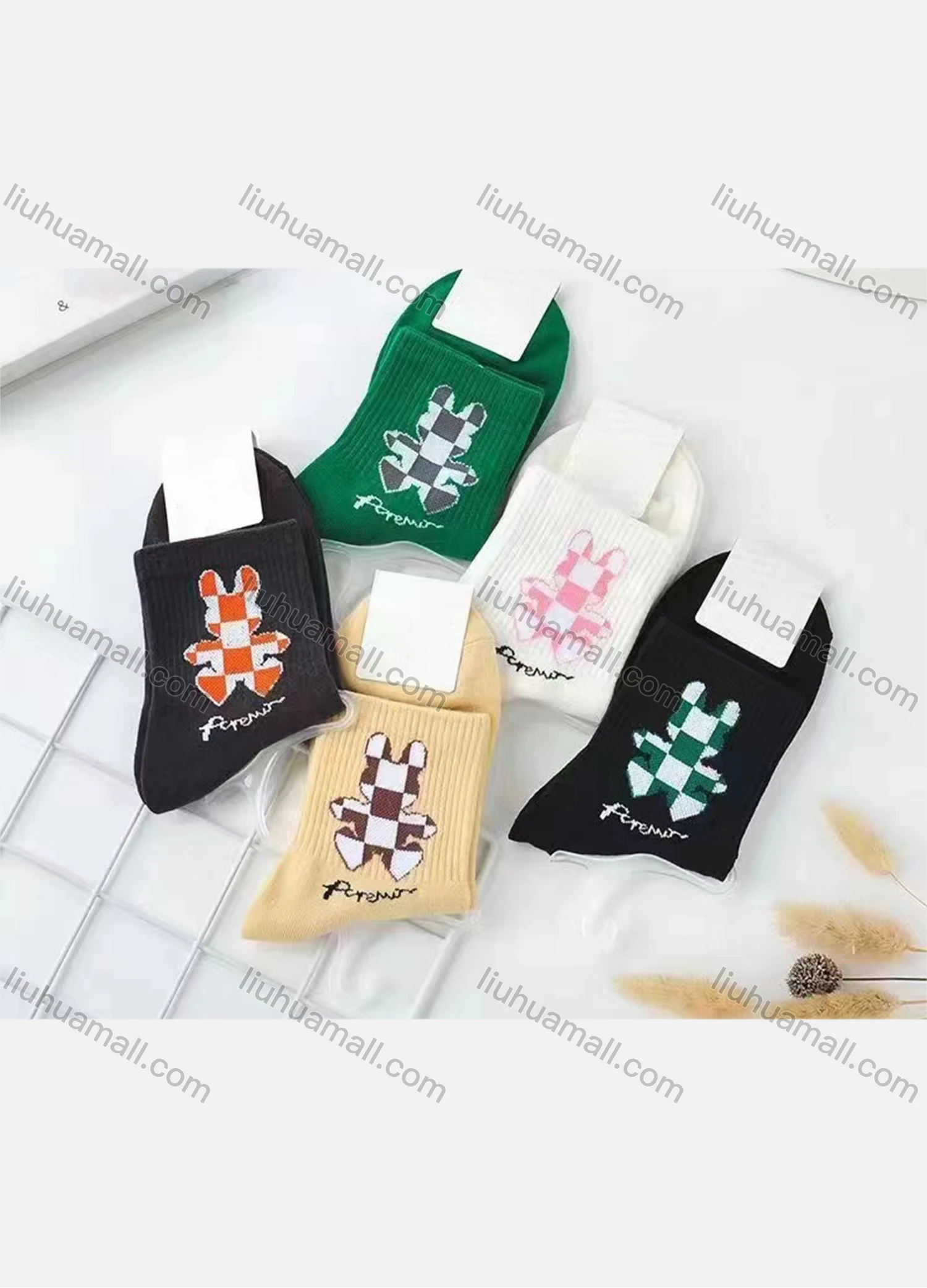 Wholesale Women's Casual Cartoon Print Cushioned Stocking Medium Crew Socks(Pack Of 10) - Liuhuamall