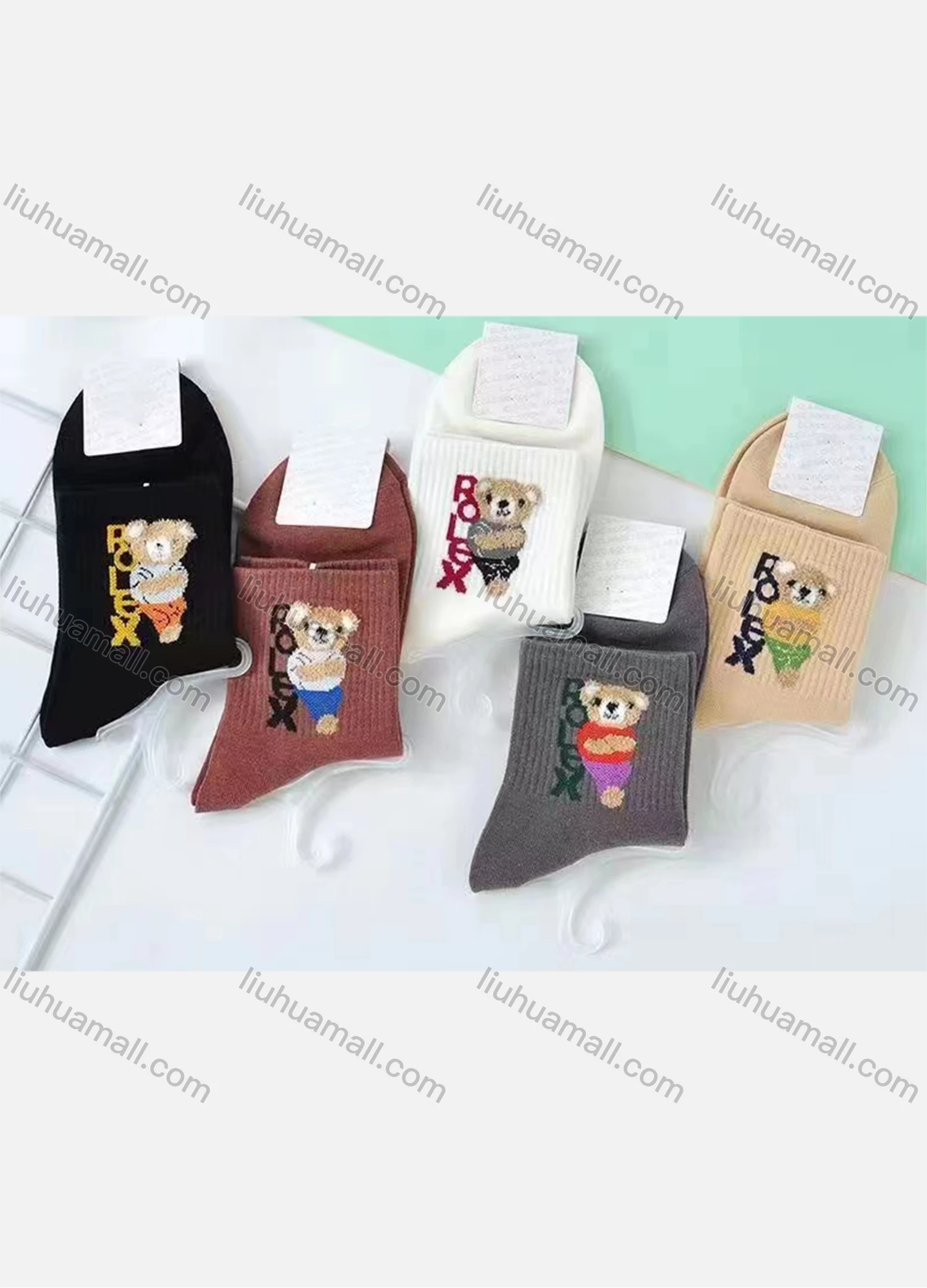 Wholesale Women's Casual Cartoon Print Cushioned Stocking Medium Crew Socks(Pack Of 10) - Liuhuamall