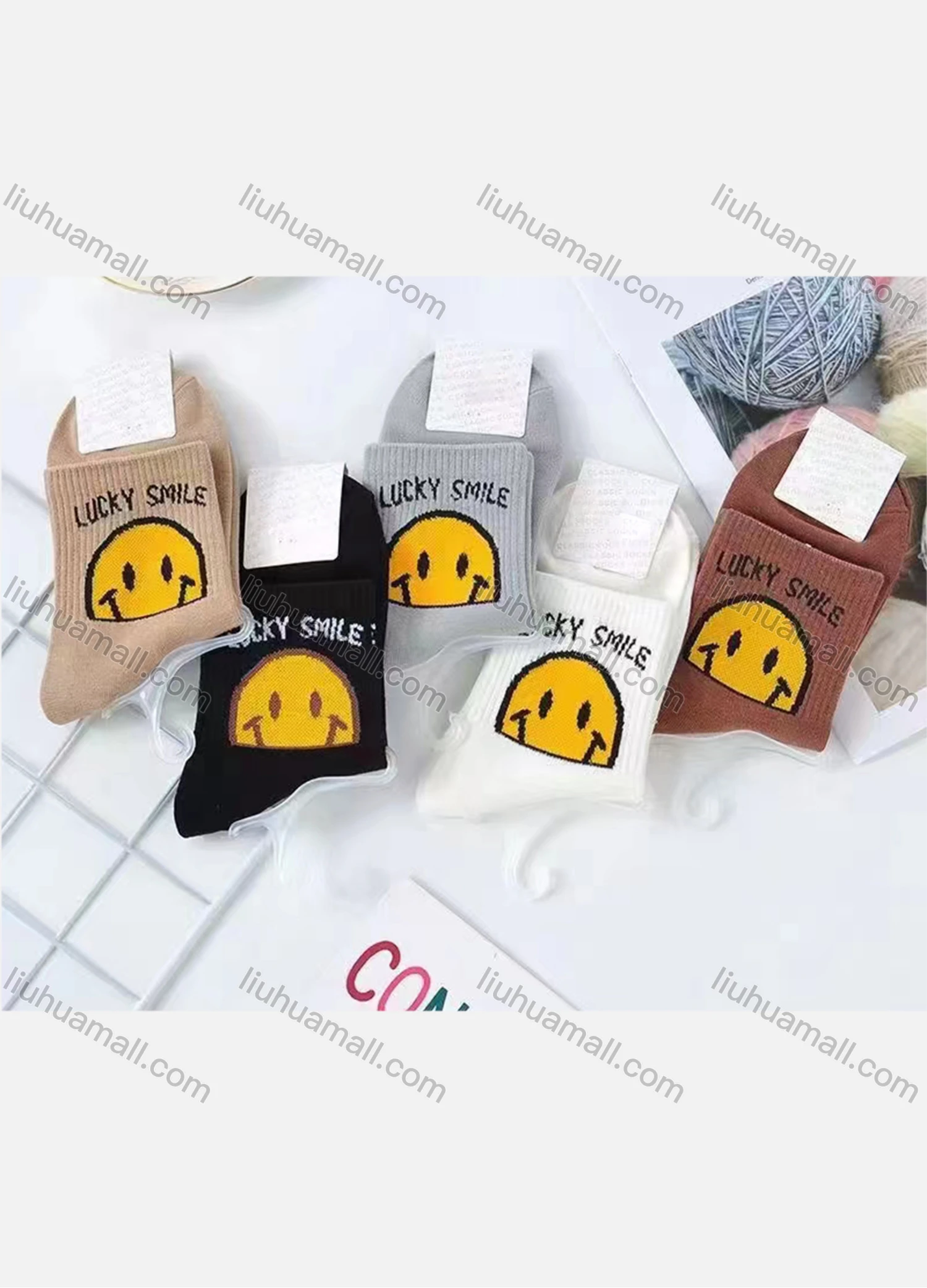 Wholesale Women's Casual Cartoon Print Cushioned Stocking Medium Crew Socks(Pack Of 10) - Liuhuamall