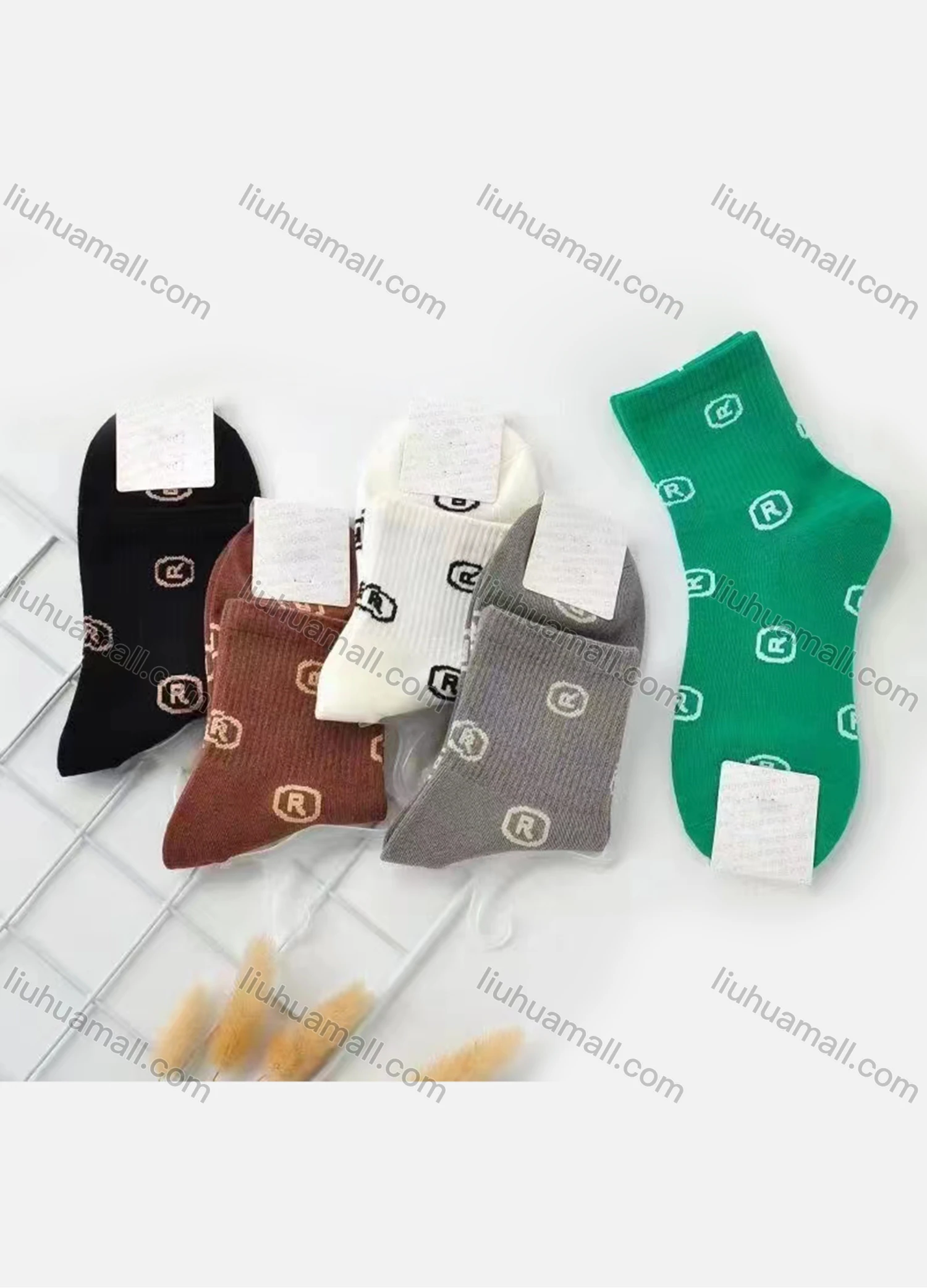 Wholesale Women's Casual Letter Print Cushioned Stocking Medium Crew Socks(Pack Of 10) - Liuhuamall