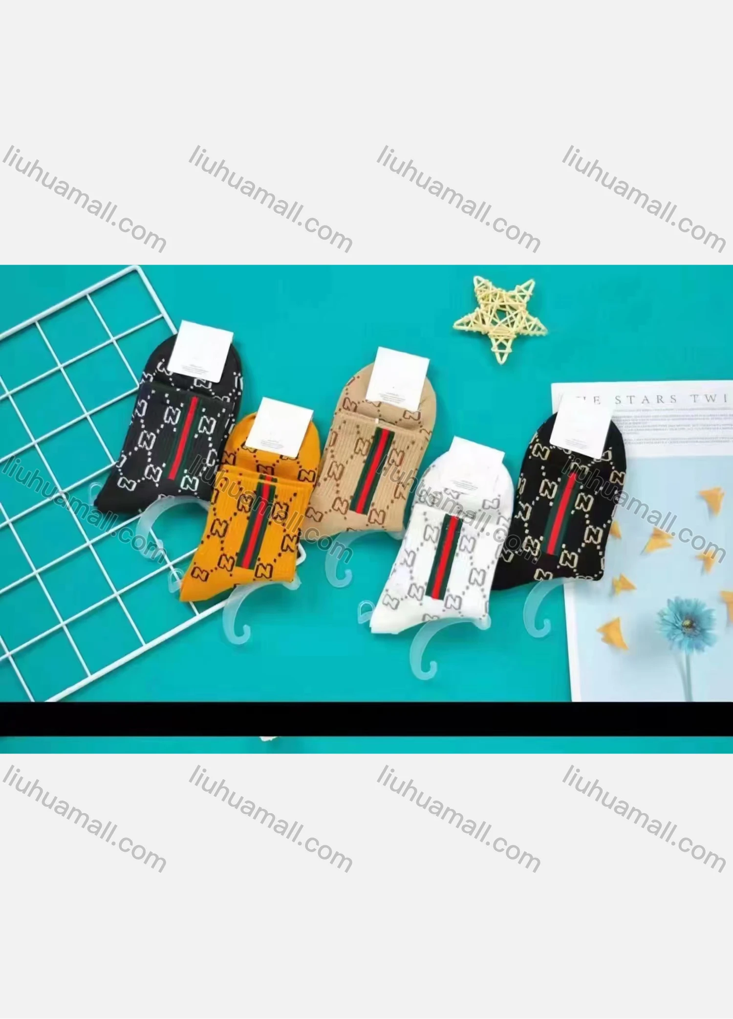 Wholesale Women's Casual Allover Print Cushioned Stocking Medium Crew Socks(Pack Of 10) - Liuhuamall