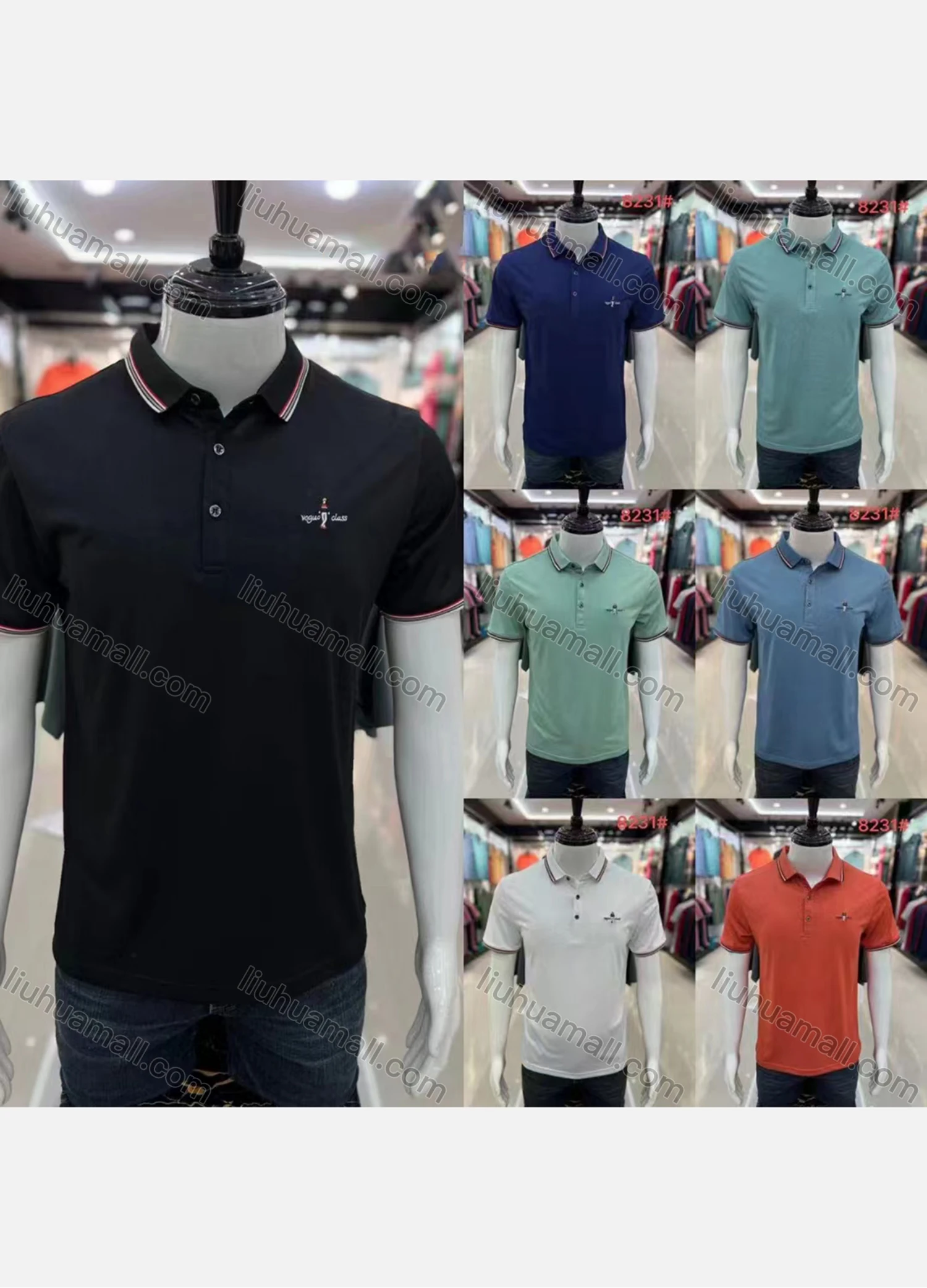 Wholesale Men's Casual Plain Label Short Sleeve Polo Shirt - Liuhuamall