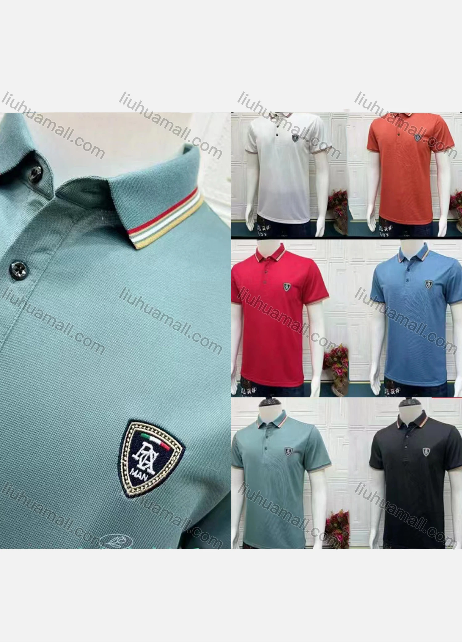 Wholesale Men's Casual Plain Label Short Sleeve Polo Shirt - Liuhuamall