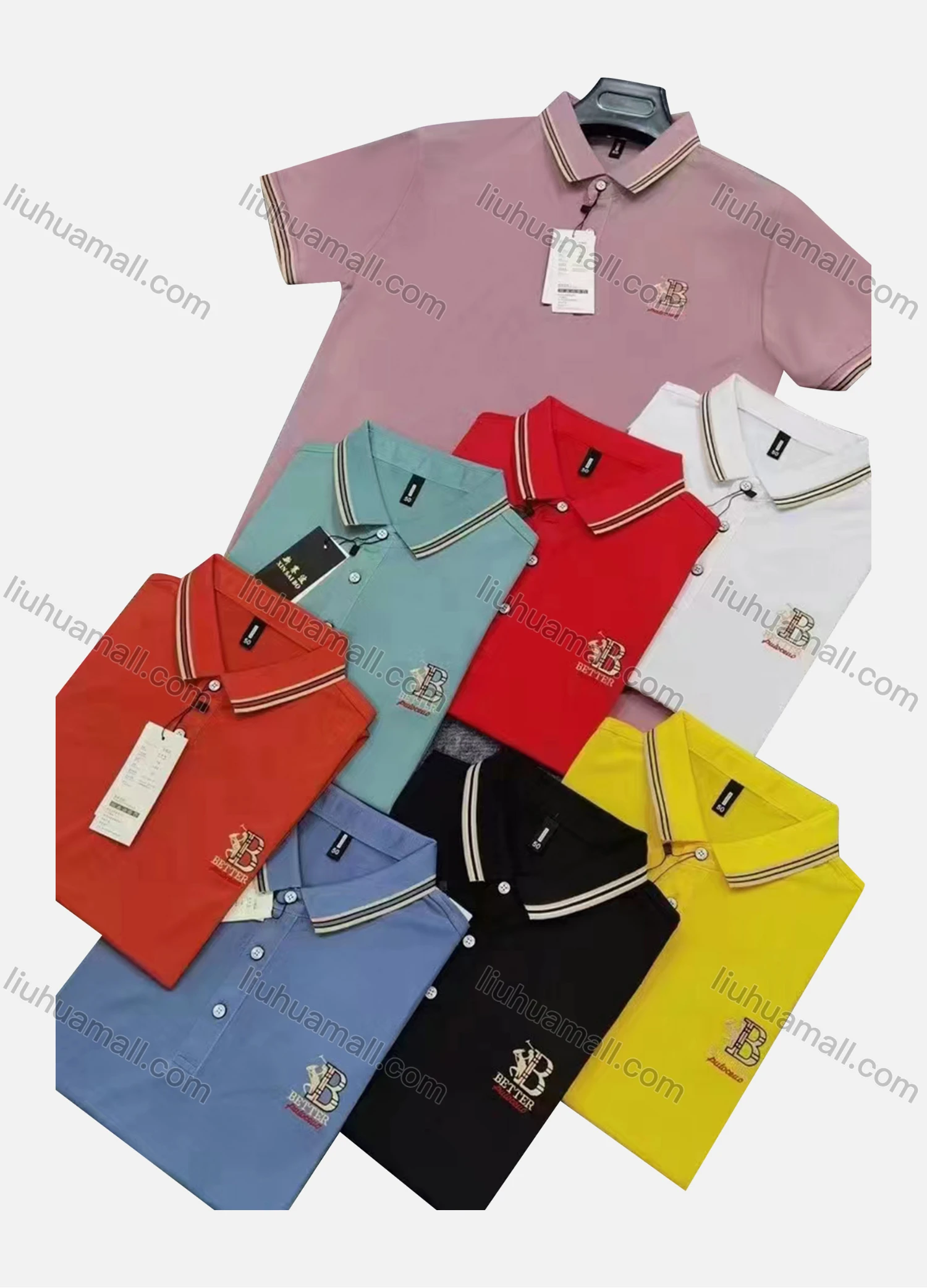 Wholesale Men's Casual Plain Label Short Sleeve Polo Shirt - Liuhuamall