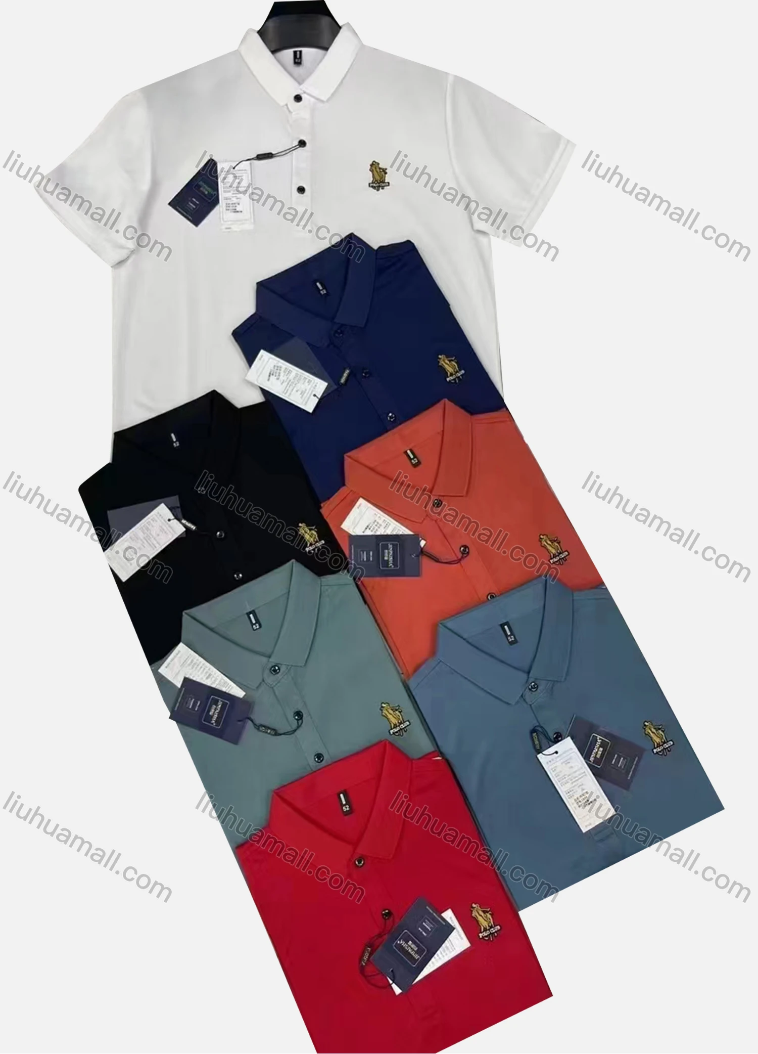 Wholesale Men's Casual Plain Label Short Sleeve Polo Shirt - Liuhuamall