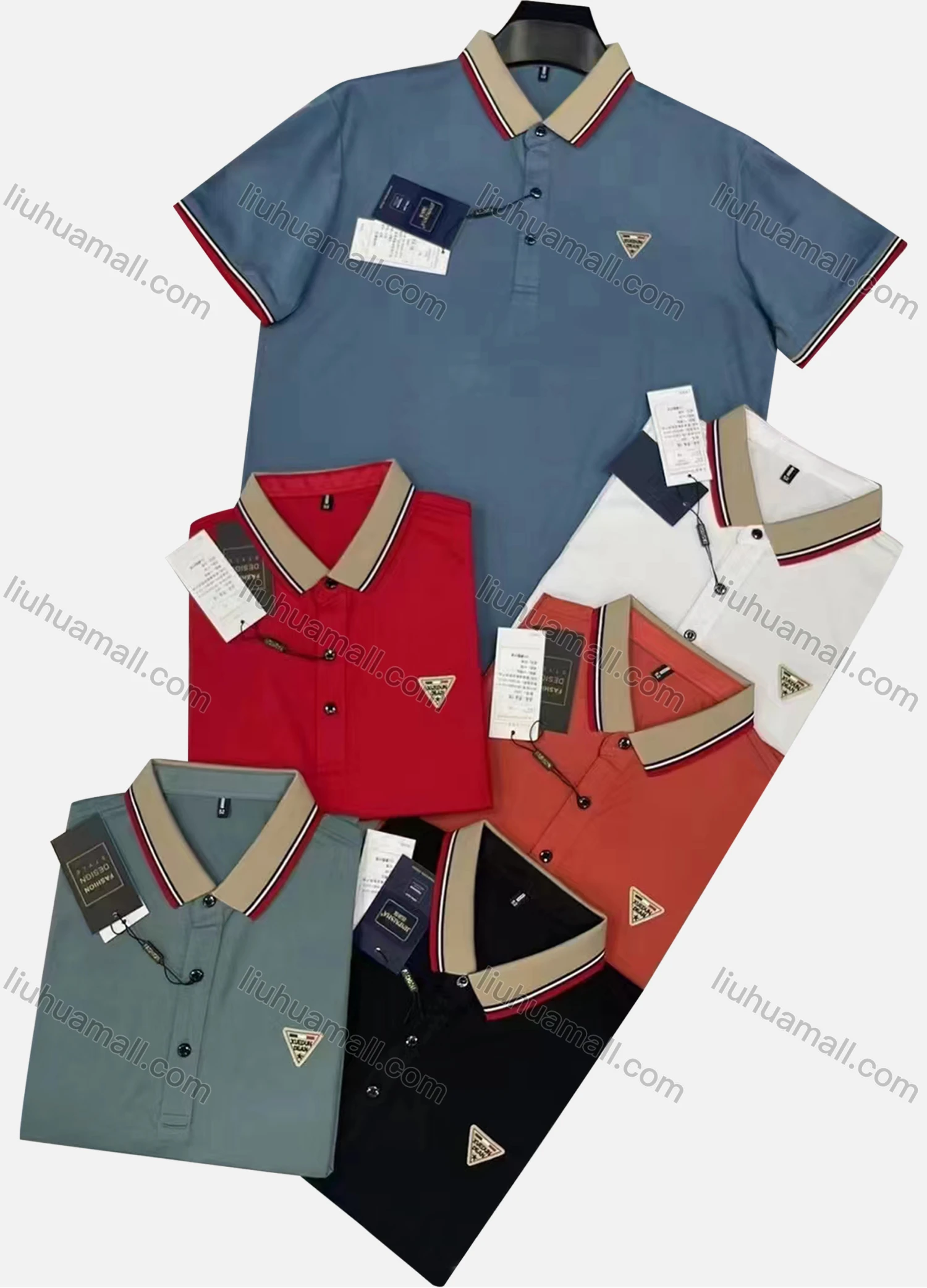 Wholesale Men's Casual Plain Label Short Sleeve Polo Shirt - Liuhuamall