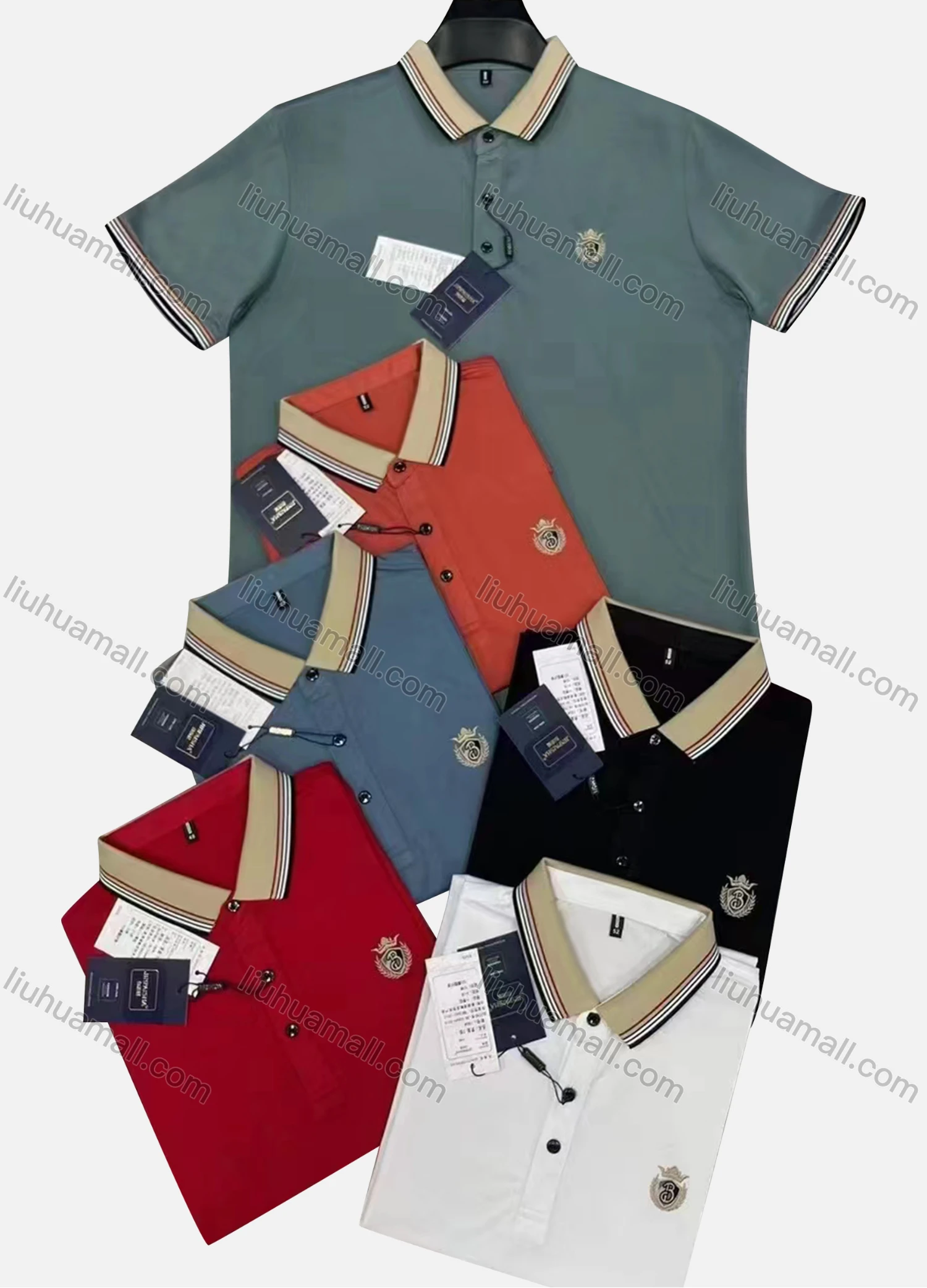 Wholesale Men's Casual Plain Label Short Sleeve Polo Shirt - Liuhuamall