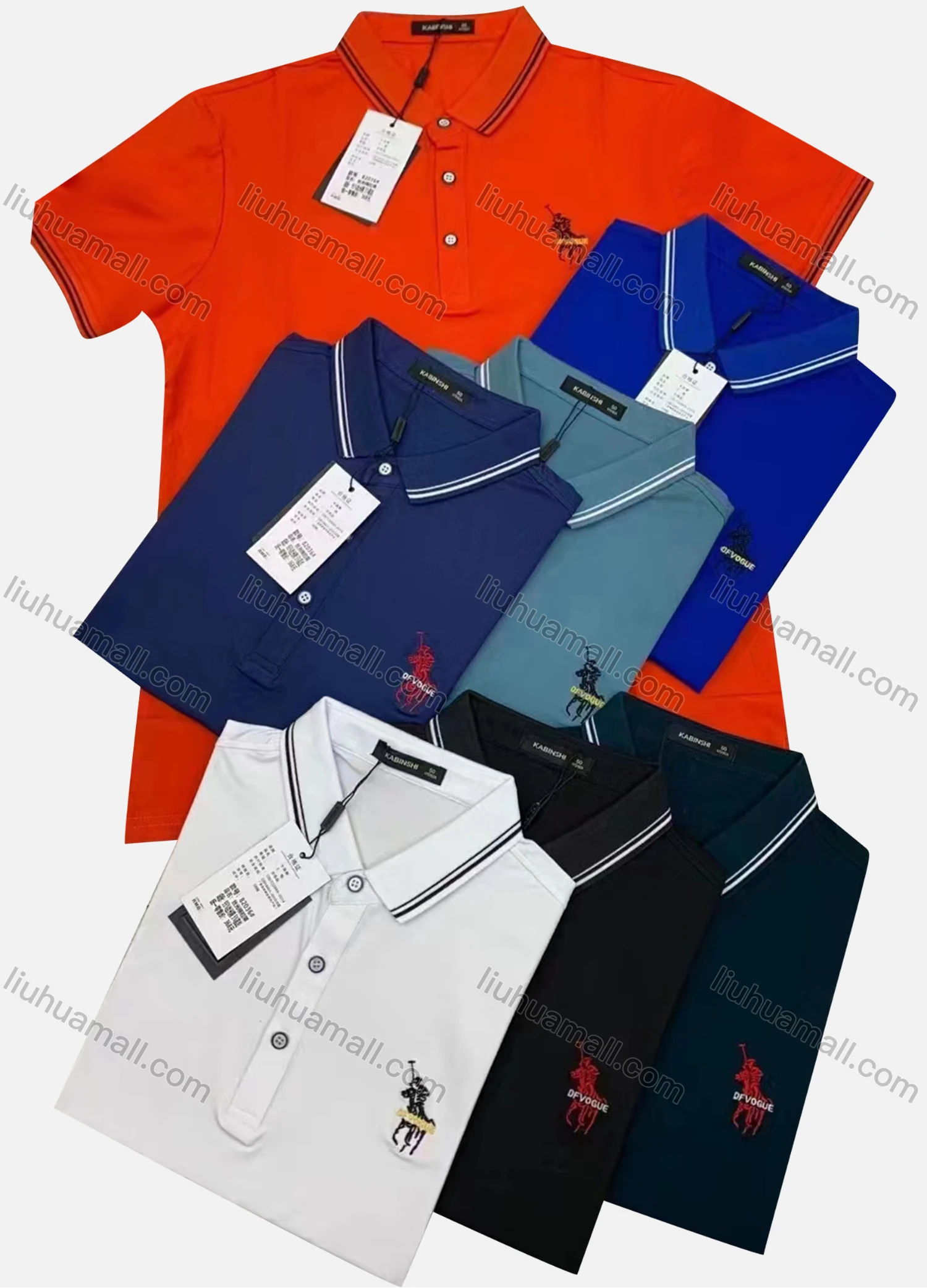 Wholesale Men's Casual Plain Label Short Sleeve Polo Shirt - Liuhuamall