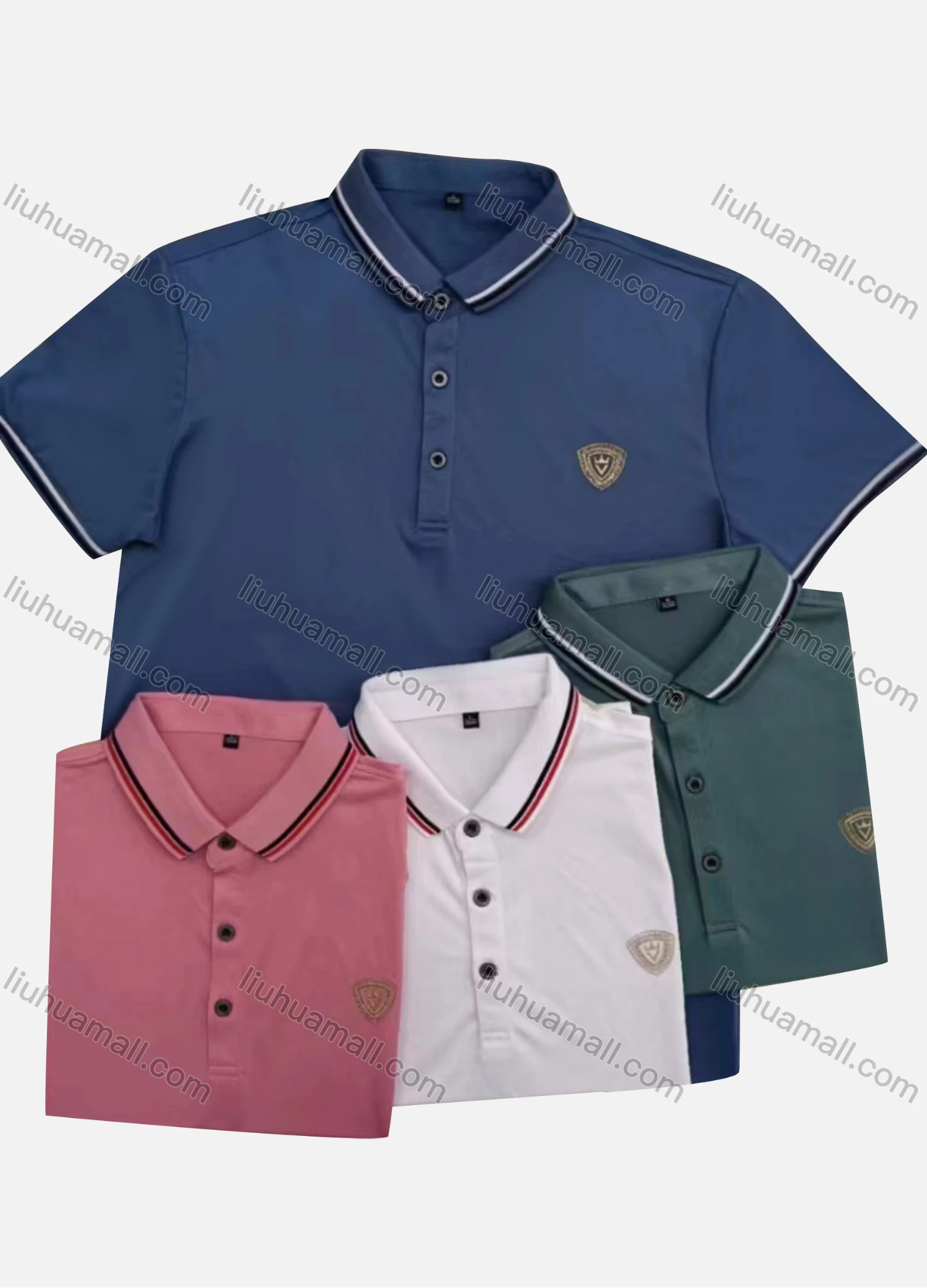 Wholesale Men's Casual Plain Label Short Sleeve Polo Shirt - Liuhuamall
