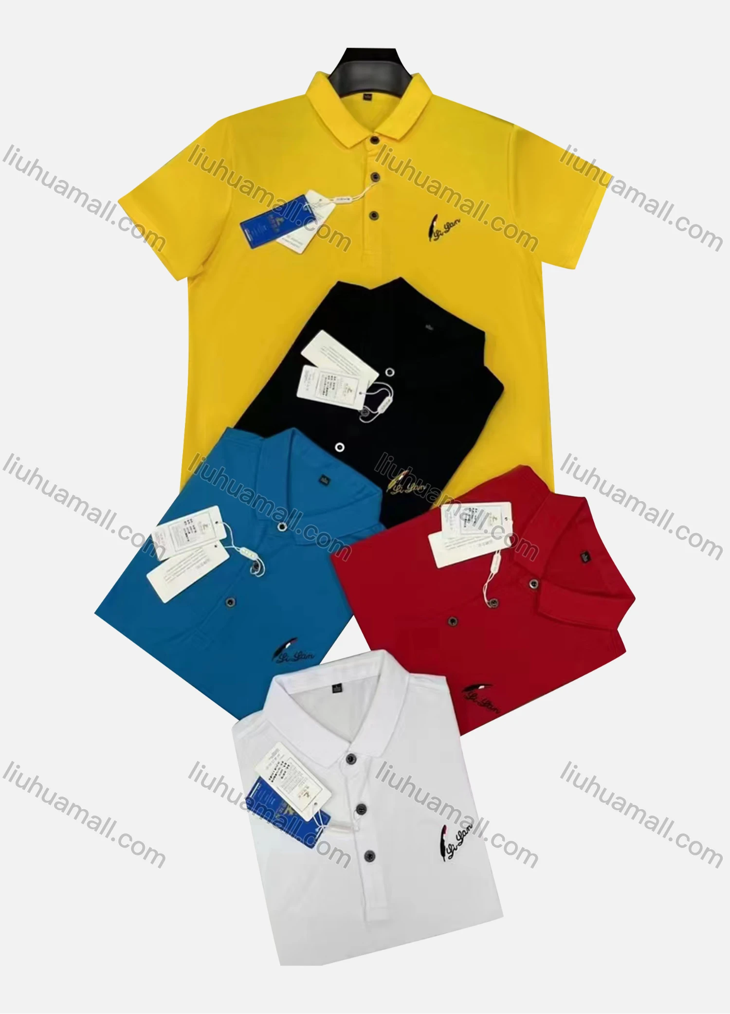 Wholesale Men's Casual Plain Label Short Sleeve Polo Shirt - Liuhuamall