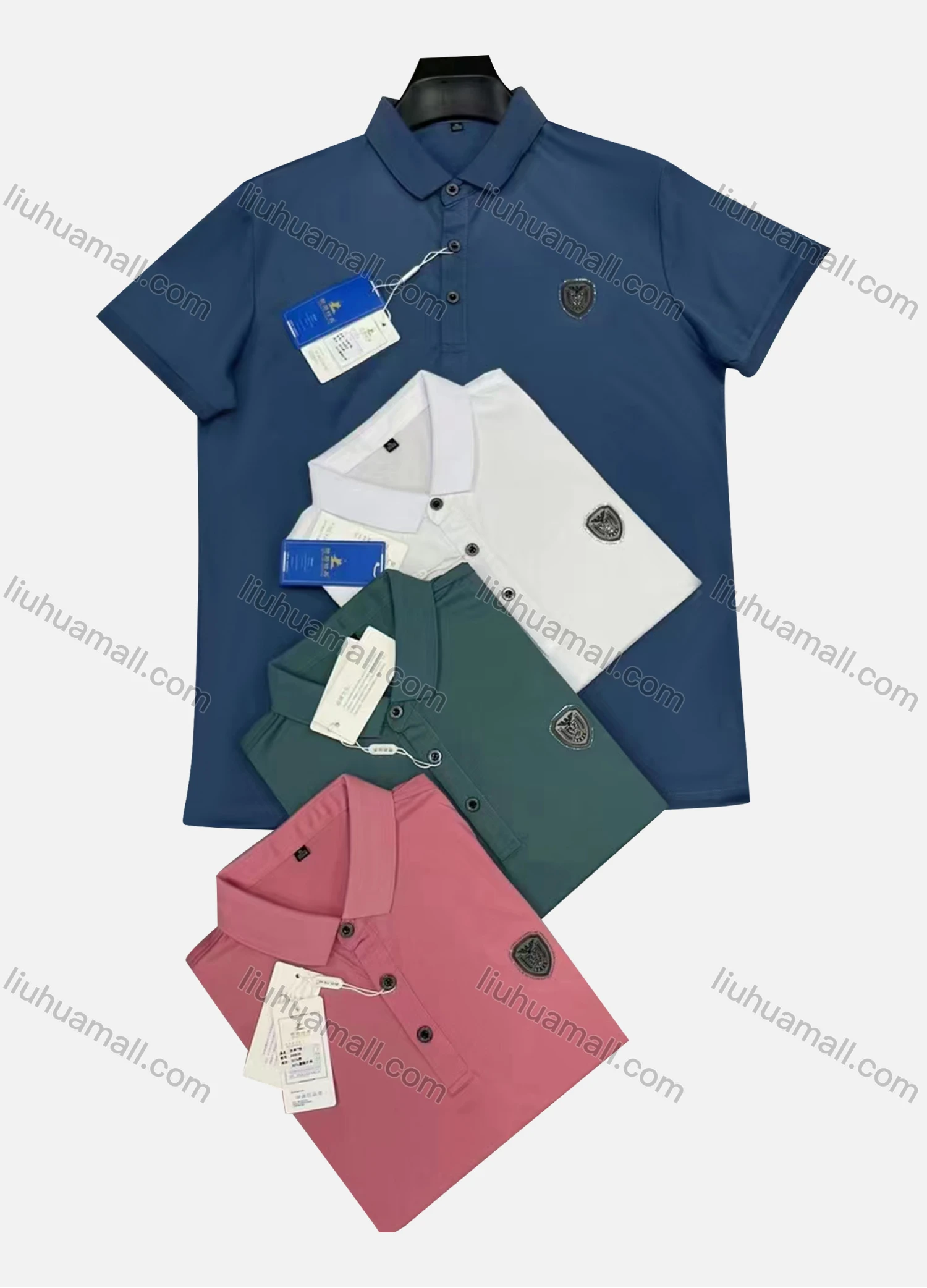 Wholesale Men's Casual Plain Label Short Sleeve Polo Shirt - Liuhuamall