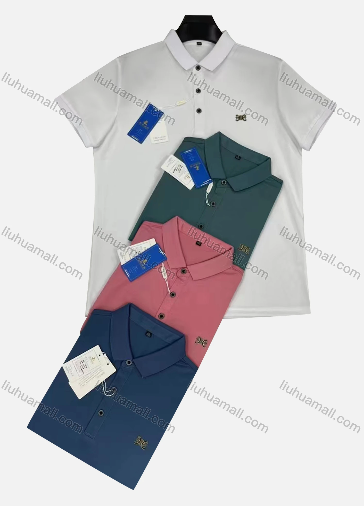 Wholesale Men's Casual Plain Label Short Sleeve Polo Shirt - Liuhuamall