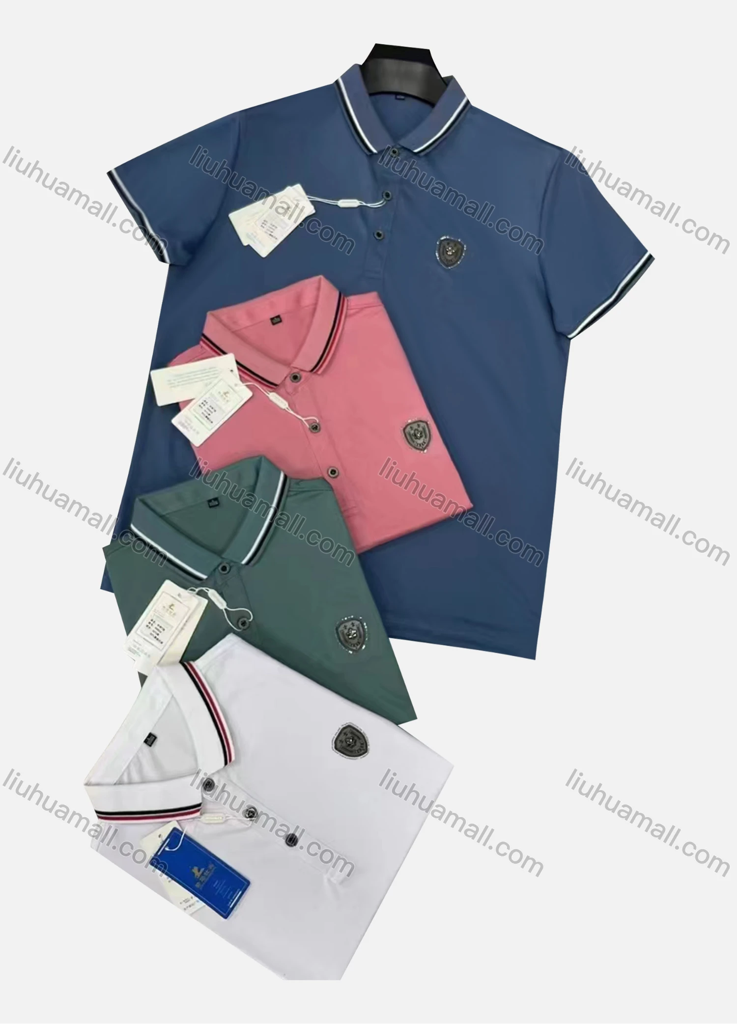 Wholesale Men's Casual Plain Label Short Sleeve Polo Shirt - Liuhuamall