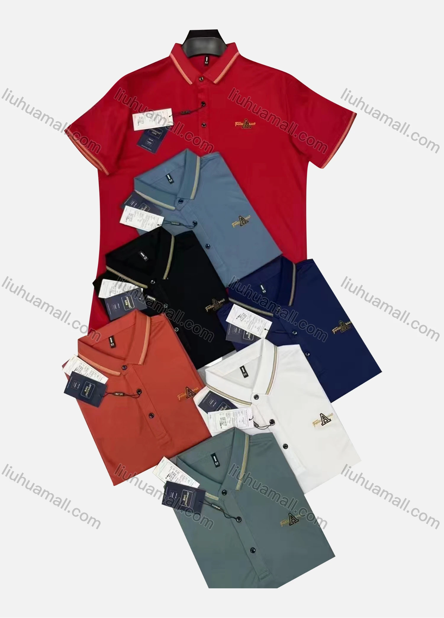 Wholesale Men's Casual Plain Label Short Sleeve Polo Shirt - Liuhuamall