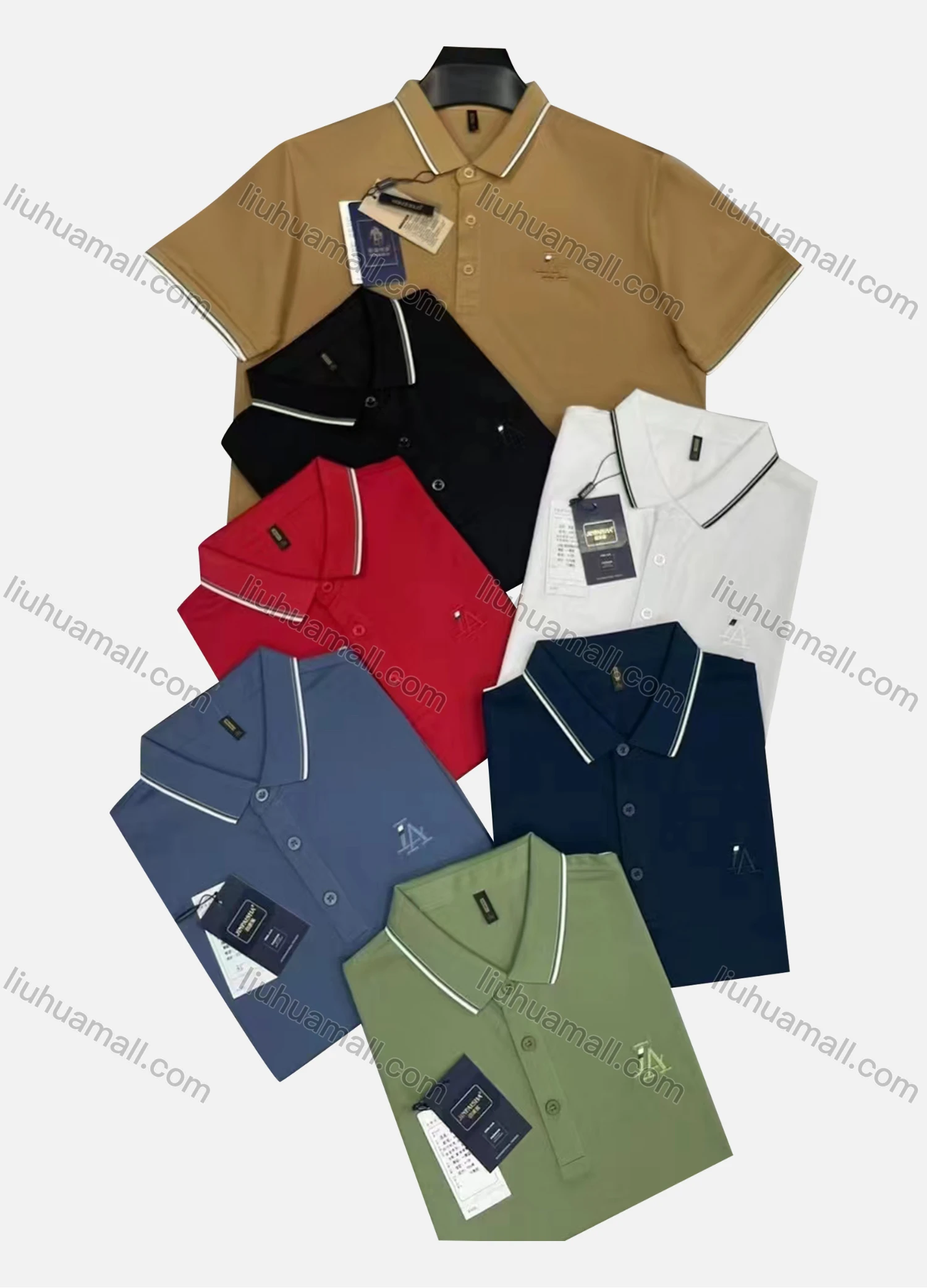 Wholesale Men's Casual Plain Label Short Sleeve Polo Shirt - Liuhuamall