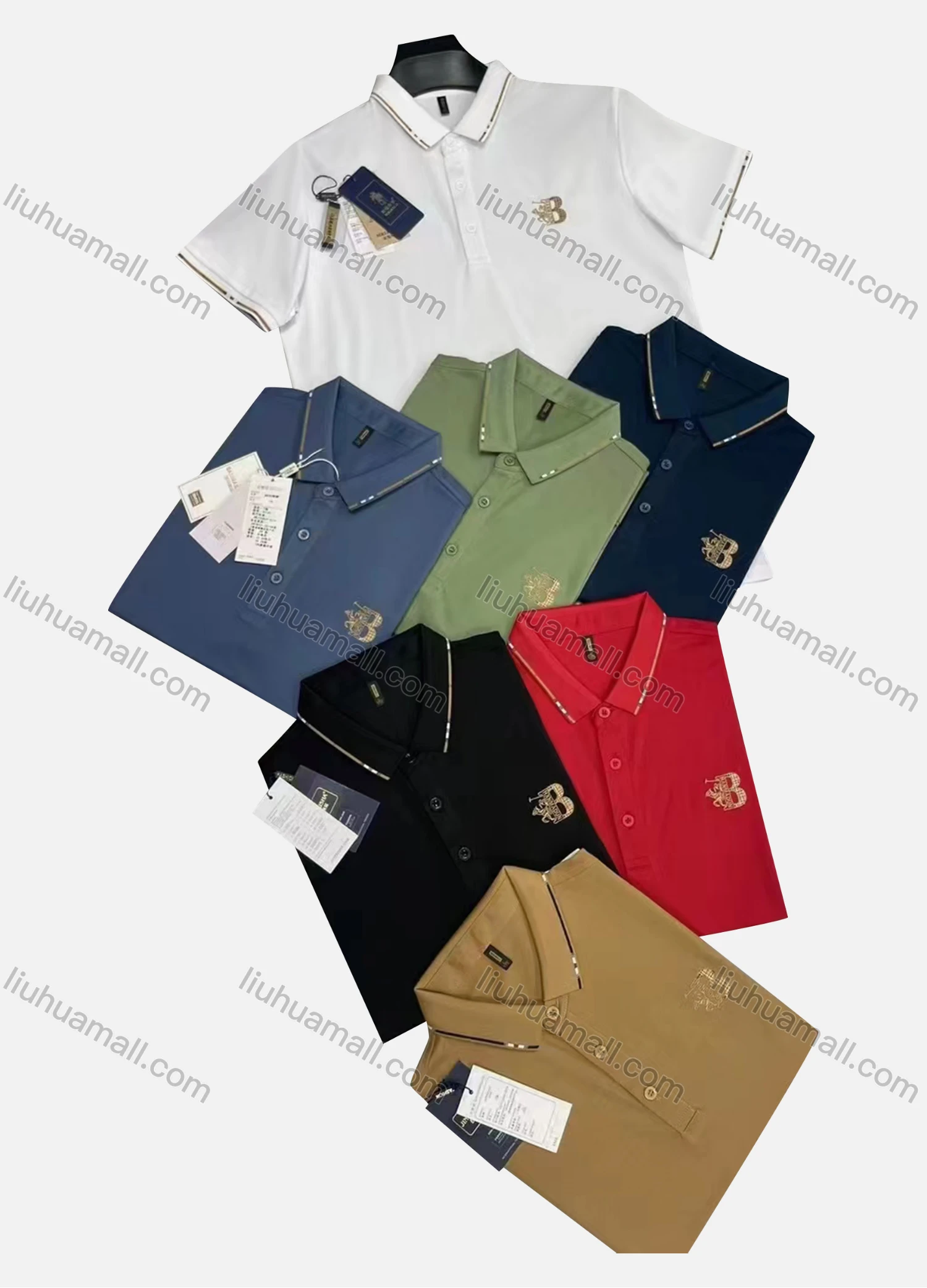 Wholesale Men's Casual Plain Label Short Sleeve Polo Shirt - Liuhuamall