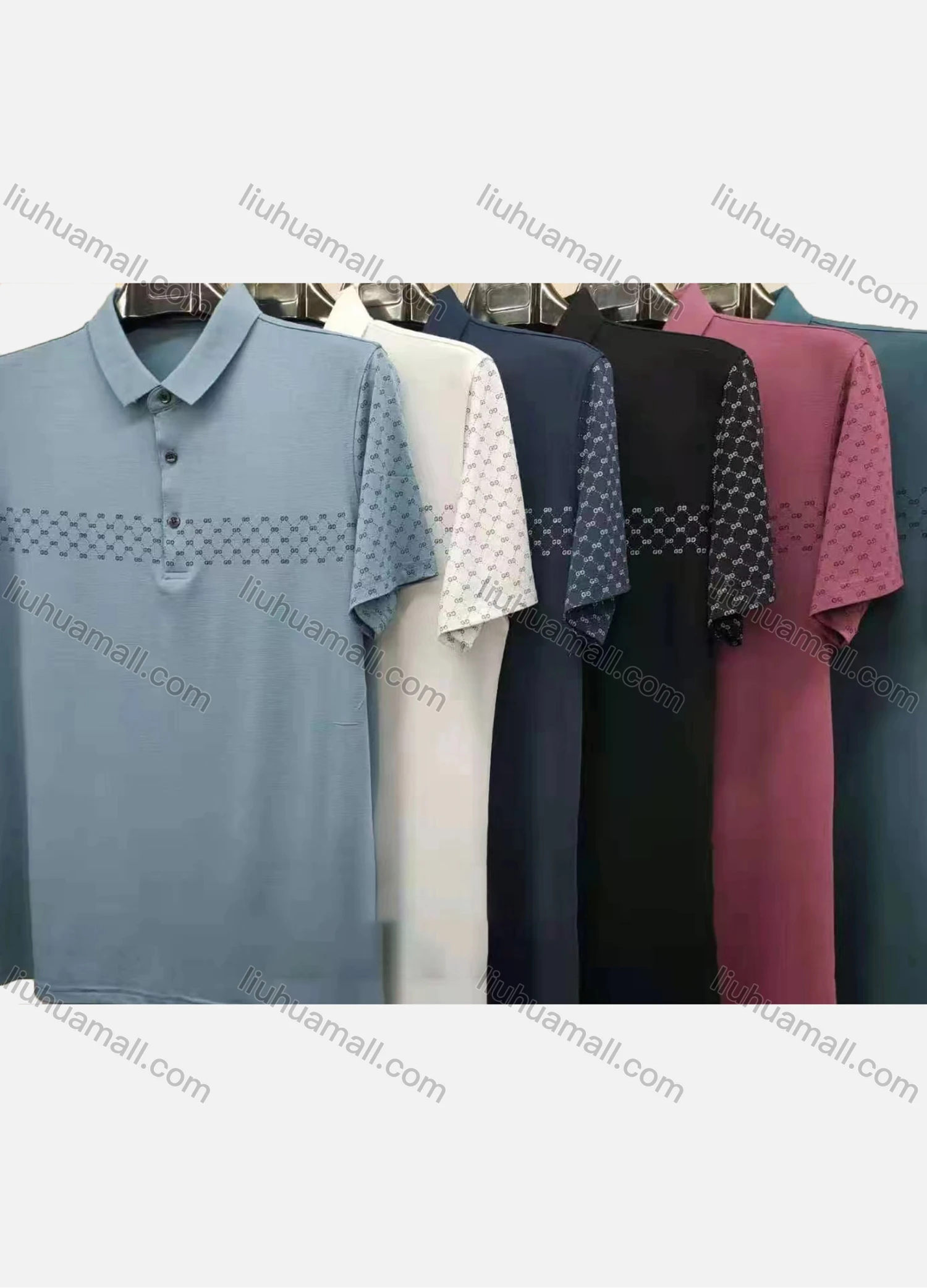Wholesale Men's Casual Striped Short Sleeve Polo Shirt - Liuhuamall