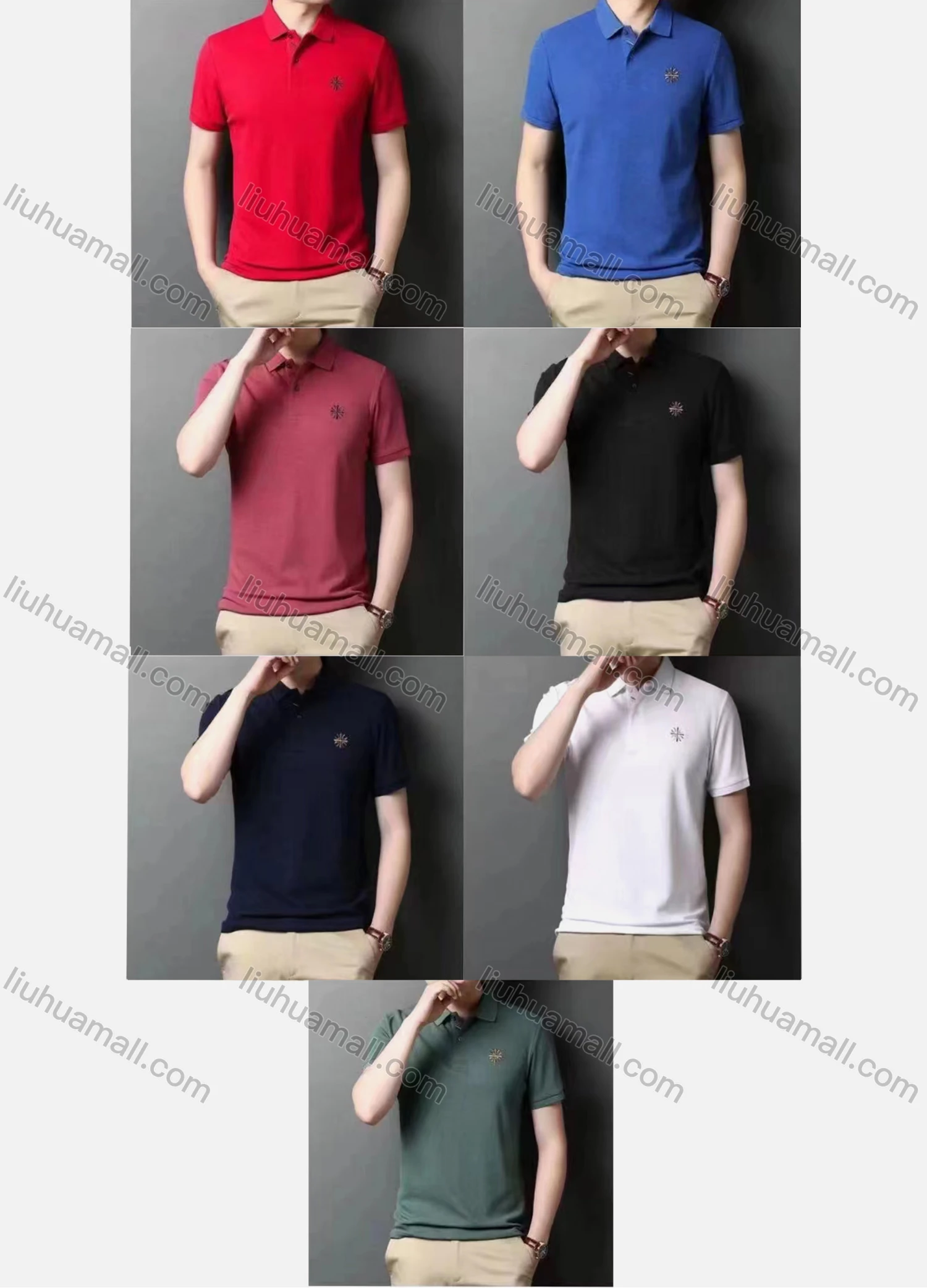 Wholesale Men's Casual Plain Label Short Sleeve Polo Shirt - Liuhuamall