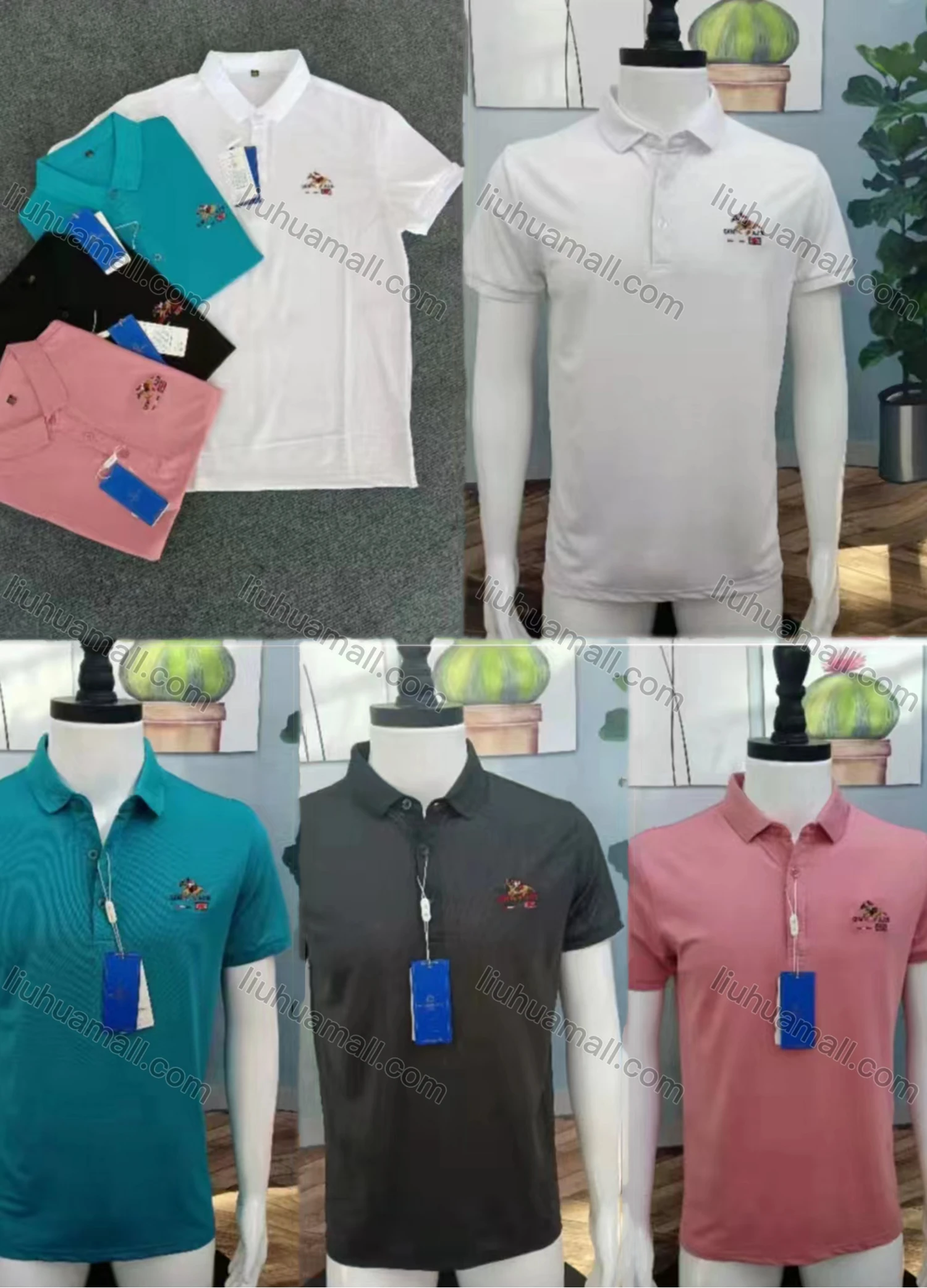 Wholesale Men's Casual Plain Label Short Sleeve Polo Shirt - Liuhuamall