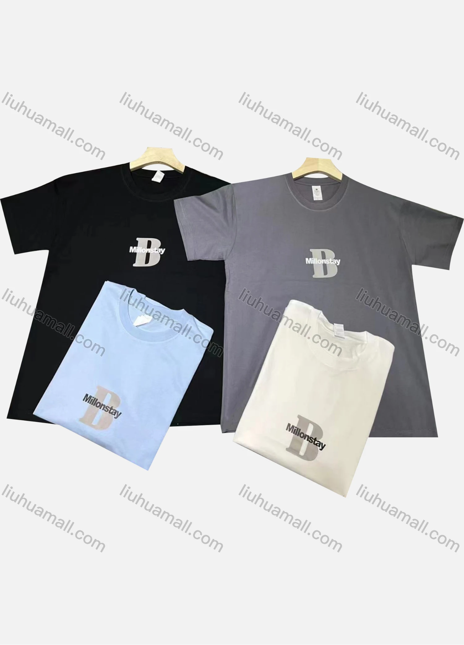 Wholesale Men's Casual Letter Print Round Neck Short Sleeve T-shirt - Liuhuamall