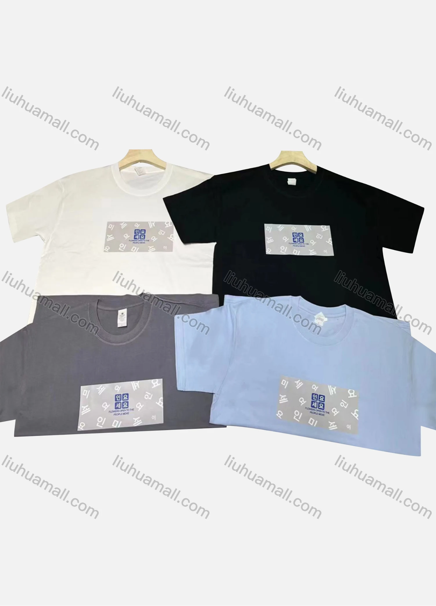 Wholesale Men's Casual Korean Character Print Round Neck Short Sleeve T-shirt - Liuhuamall