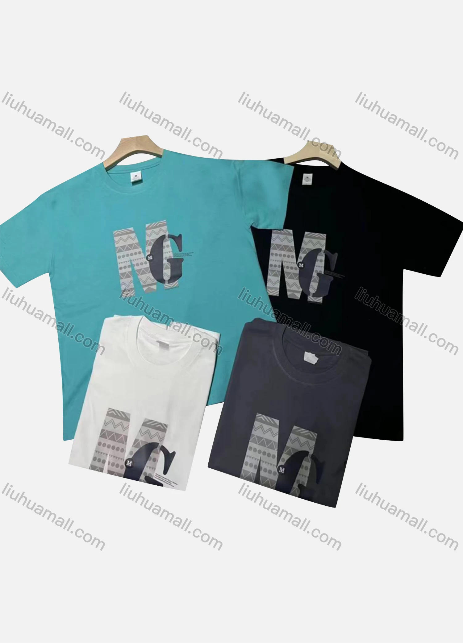 Wholesale Men's Casual Letter Print Round Neck Short Sleeve T-shirt - Liuhuamall