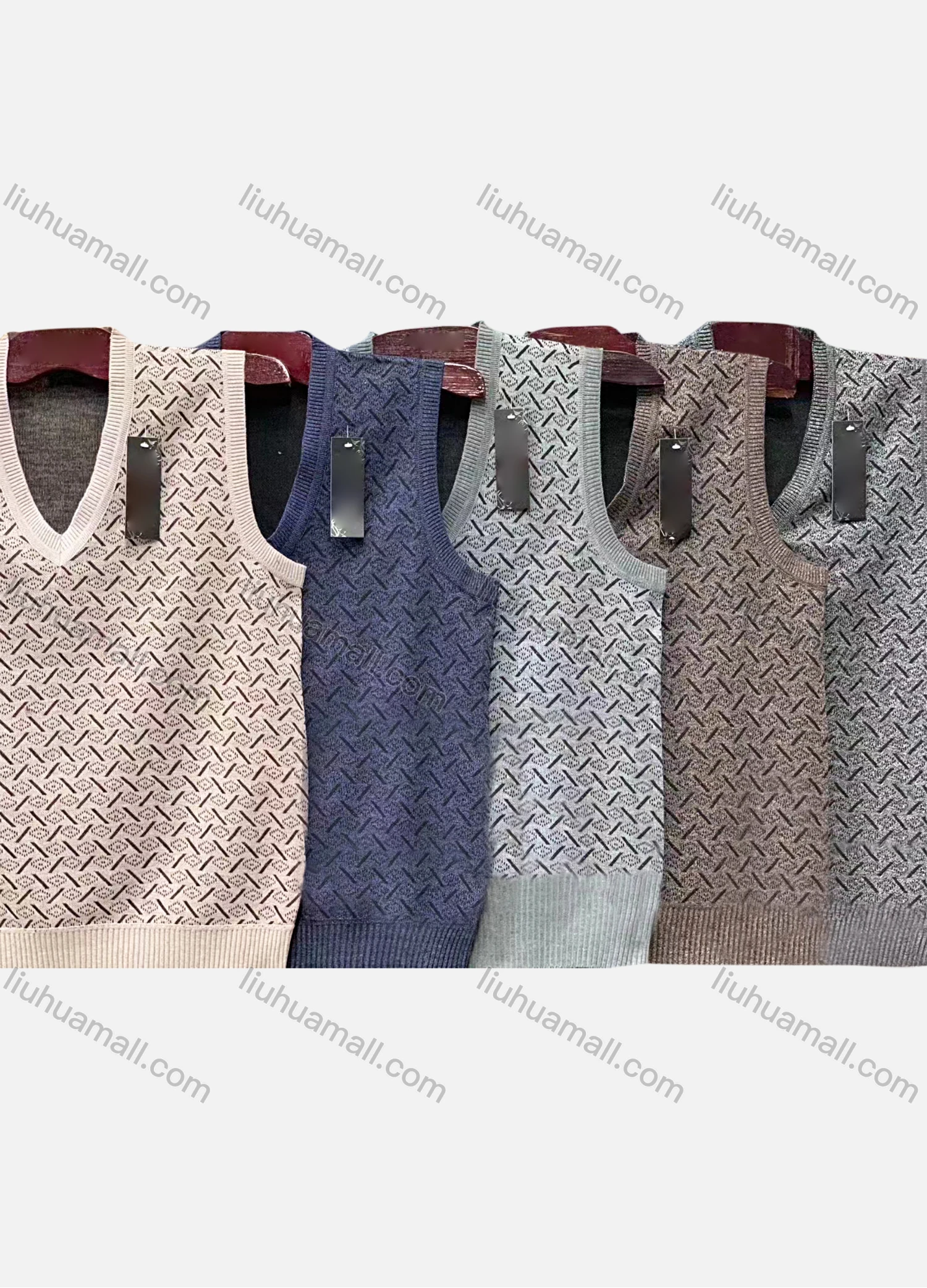 Wholesale Men's Casual Allover Print V Neck Sweater Vest - Liuhuamall
