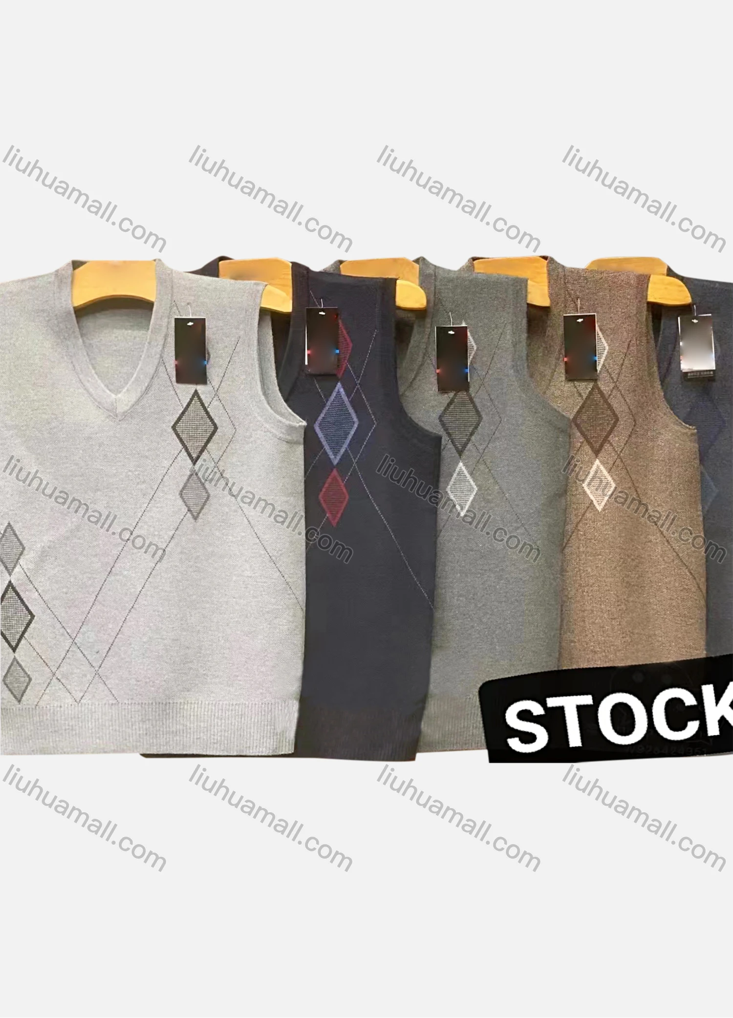 Wholesale Men's Casual Geometric Striped V Neck Sweater Vest - Liuhuamall