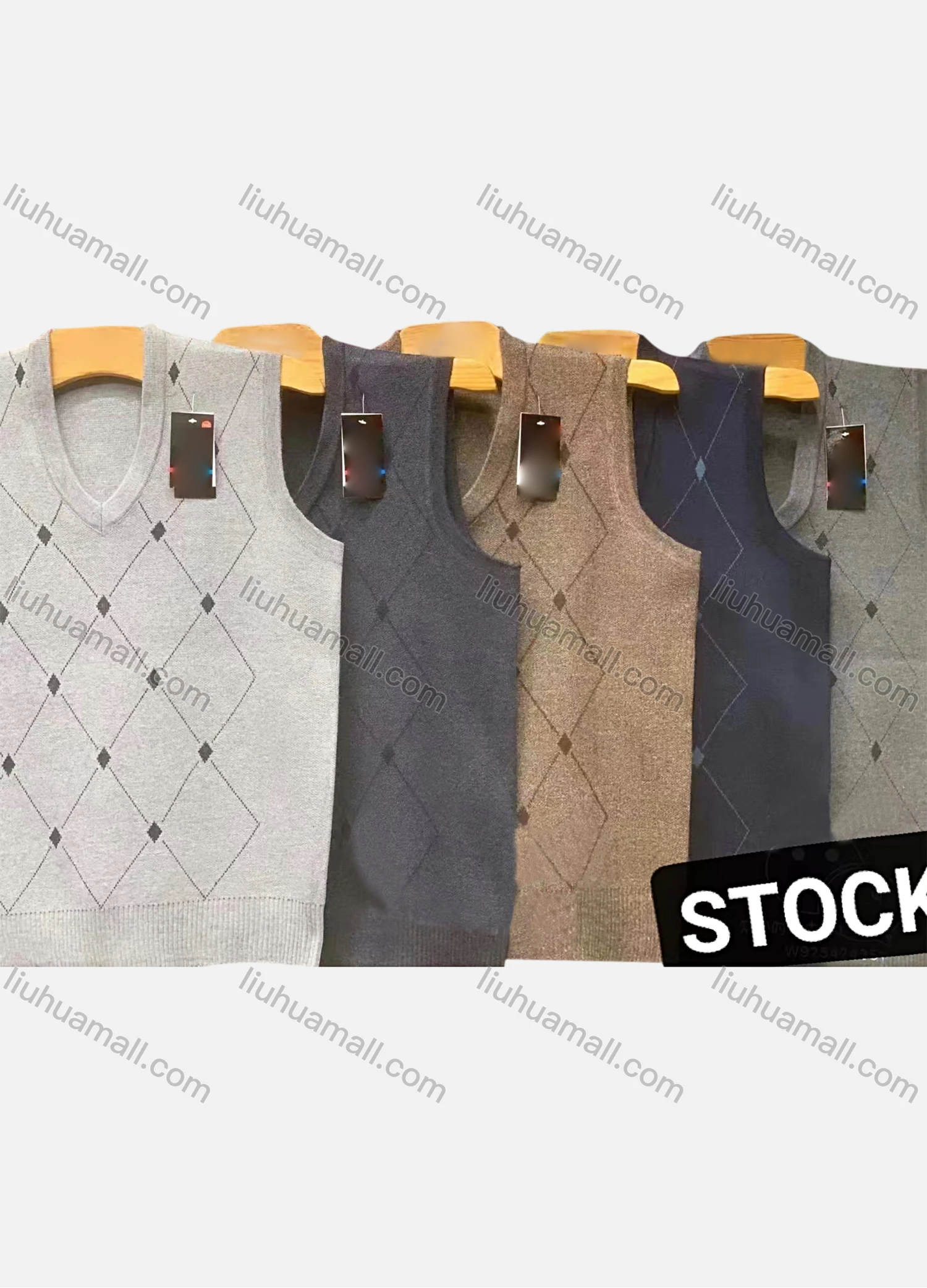 Wholesale Men's Casual Geometric Striped V Neck Sweater Vest - Liuhuamall