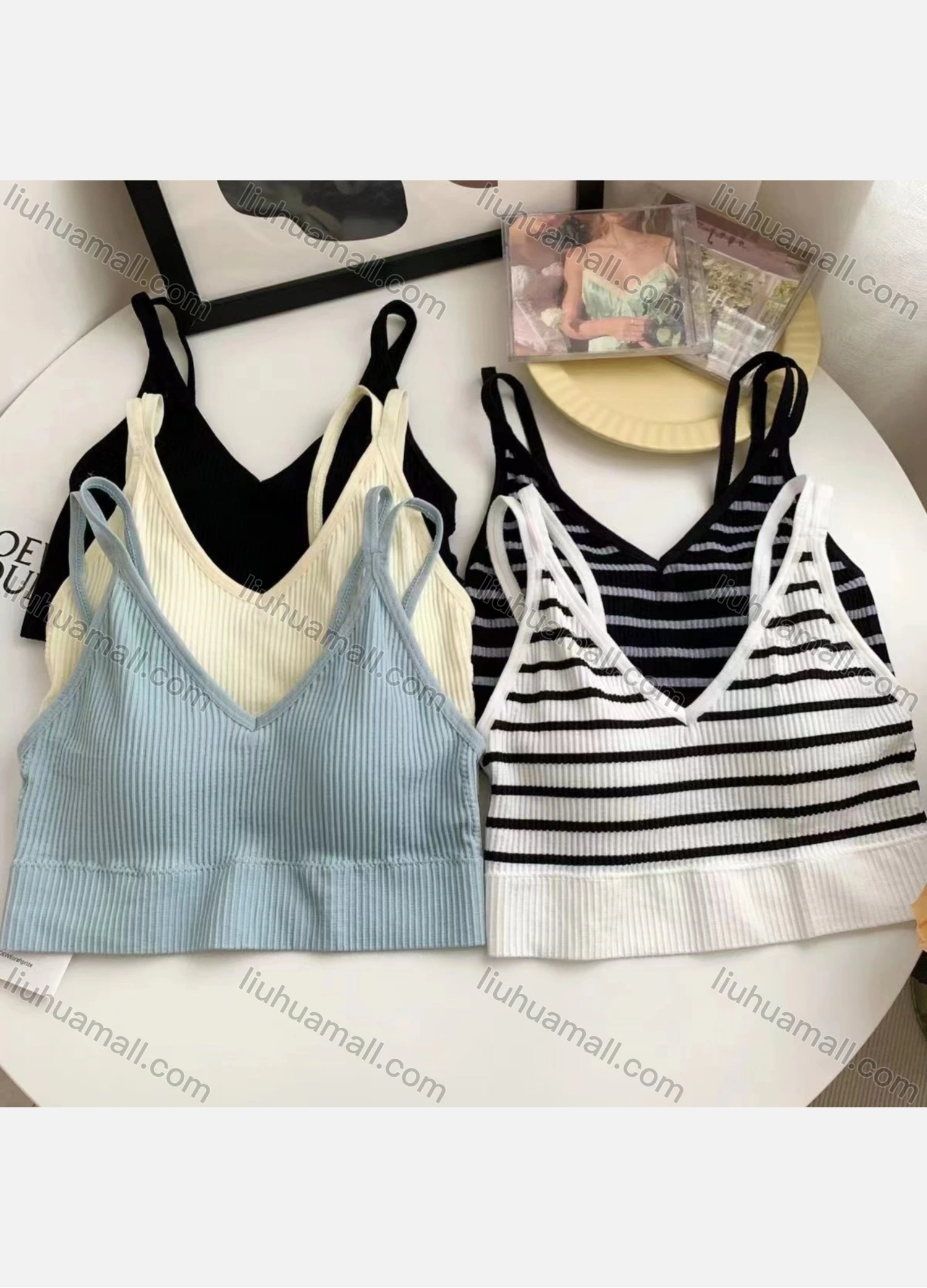 Wholesale Women's Pull-on Spaghetti Strap Lingerie Camisole With Built-in Bra - Liuhuamall