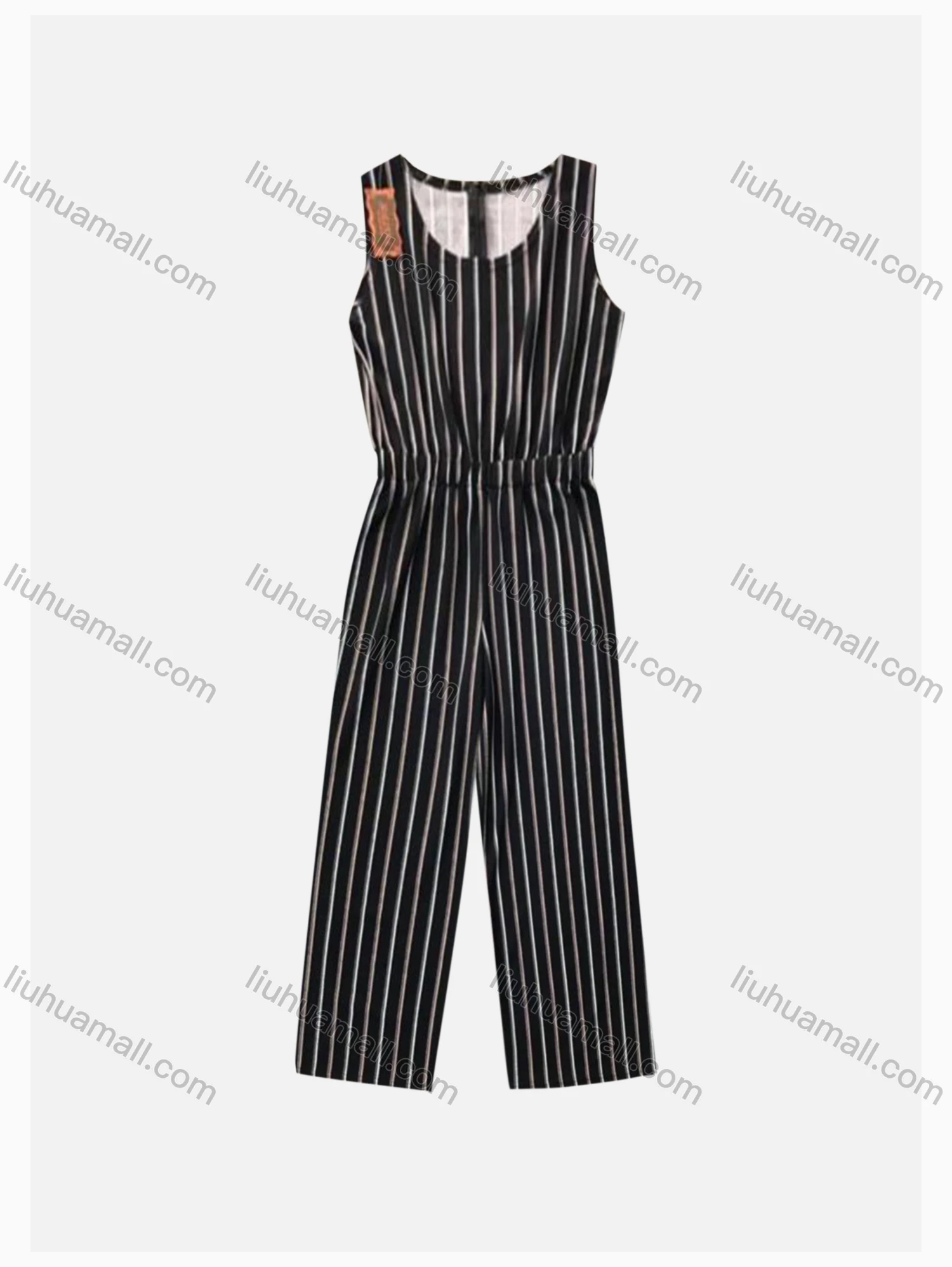 Wholesale Women's Casual High Waist Ankle Length Striped Print Jumpsuit - Liuhuamall