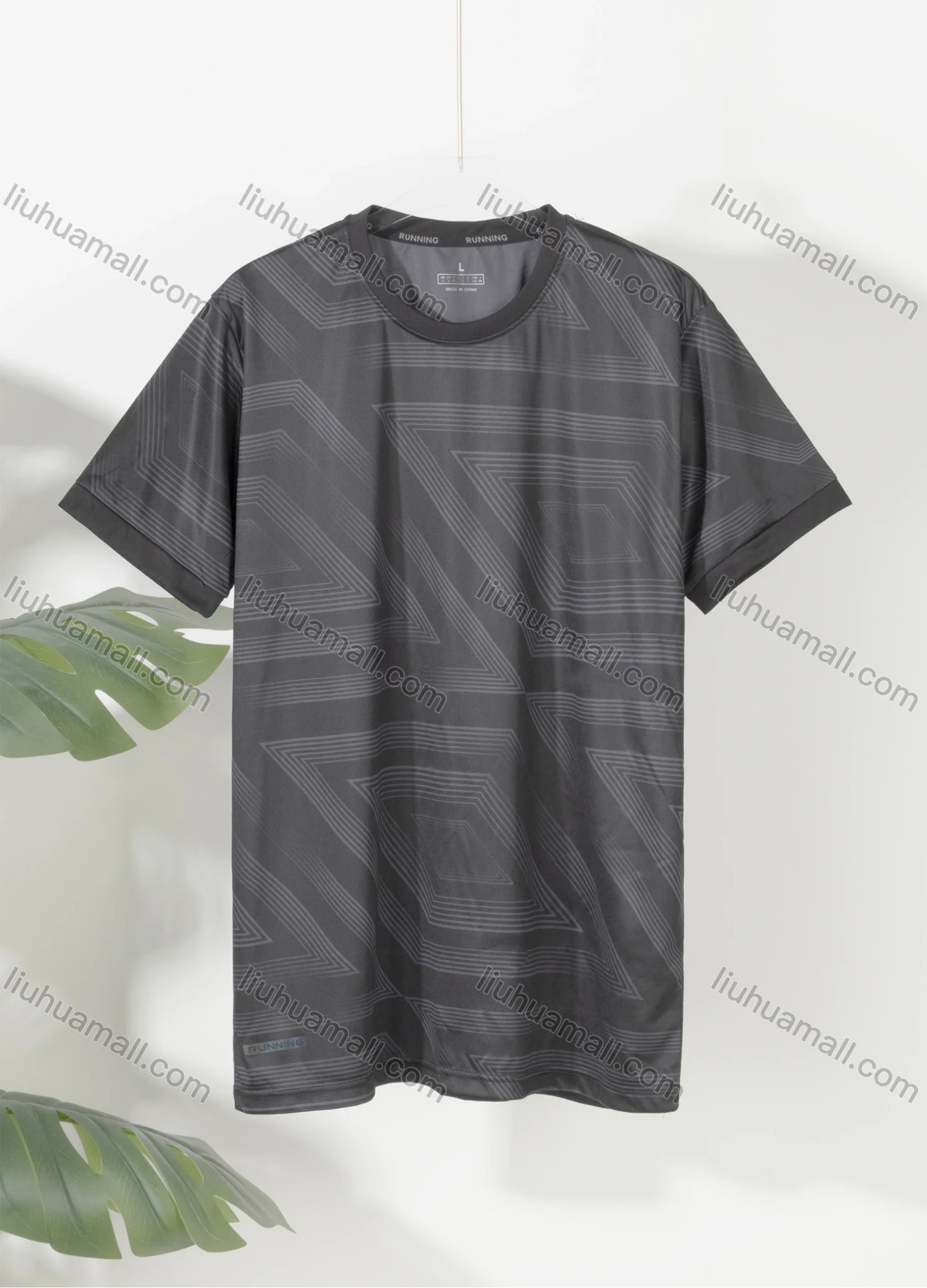Wholesale Men's Casual Geometric Striped Round Neck Short Sleeve Tee - Liuhuamall