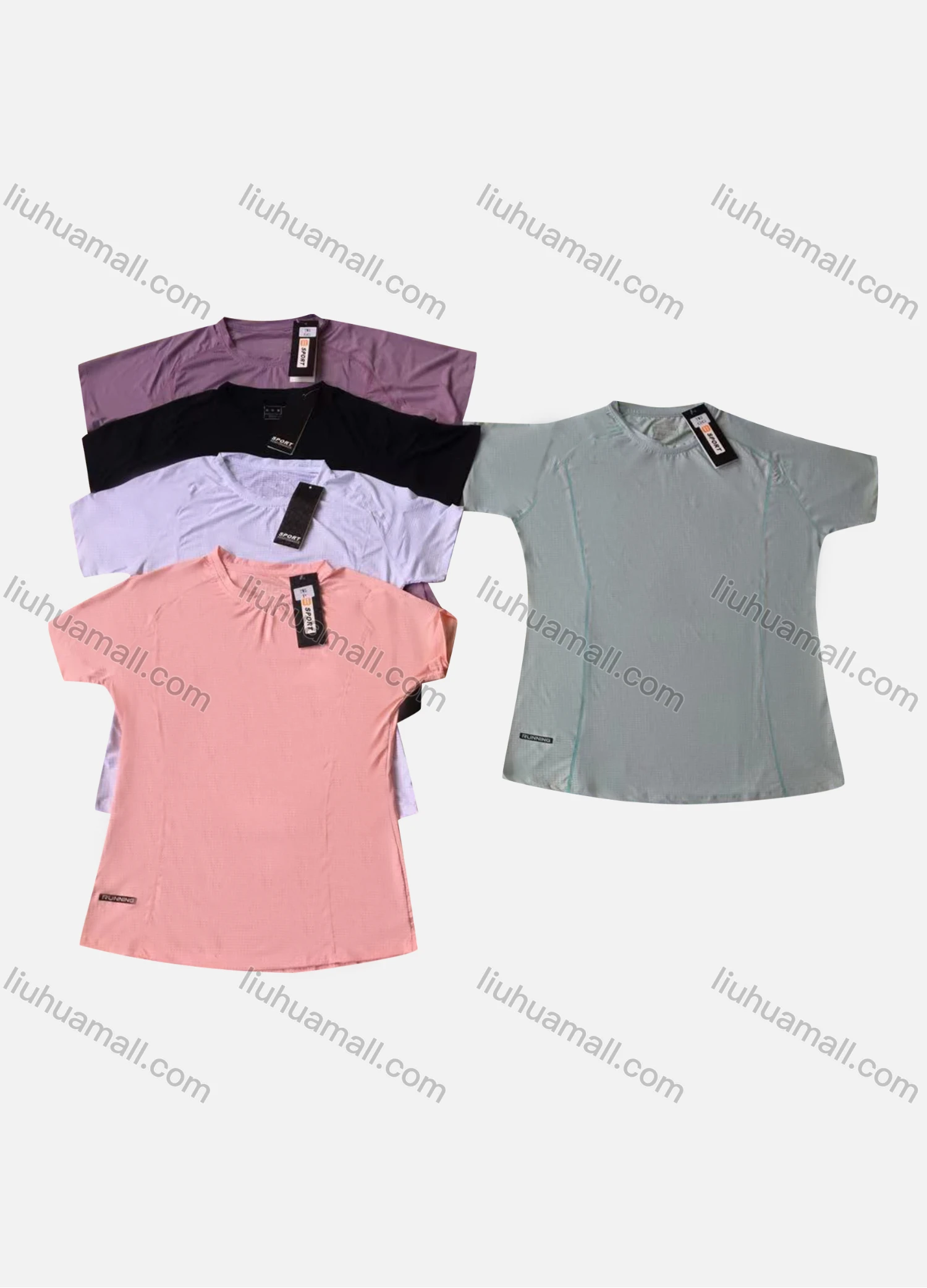 Wholesale Women's Casual Plain Round Neck Short Sleeve Tee - Liuhuamall