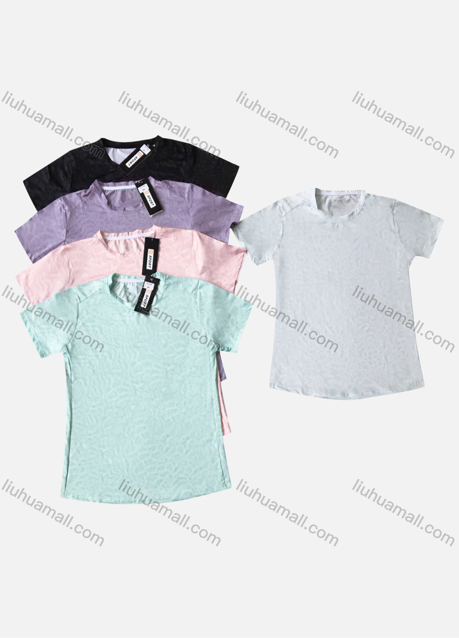 Wholesale Women's Casual Plain Round Neck Short Sleeve Tee - Liuhuamall